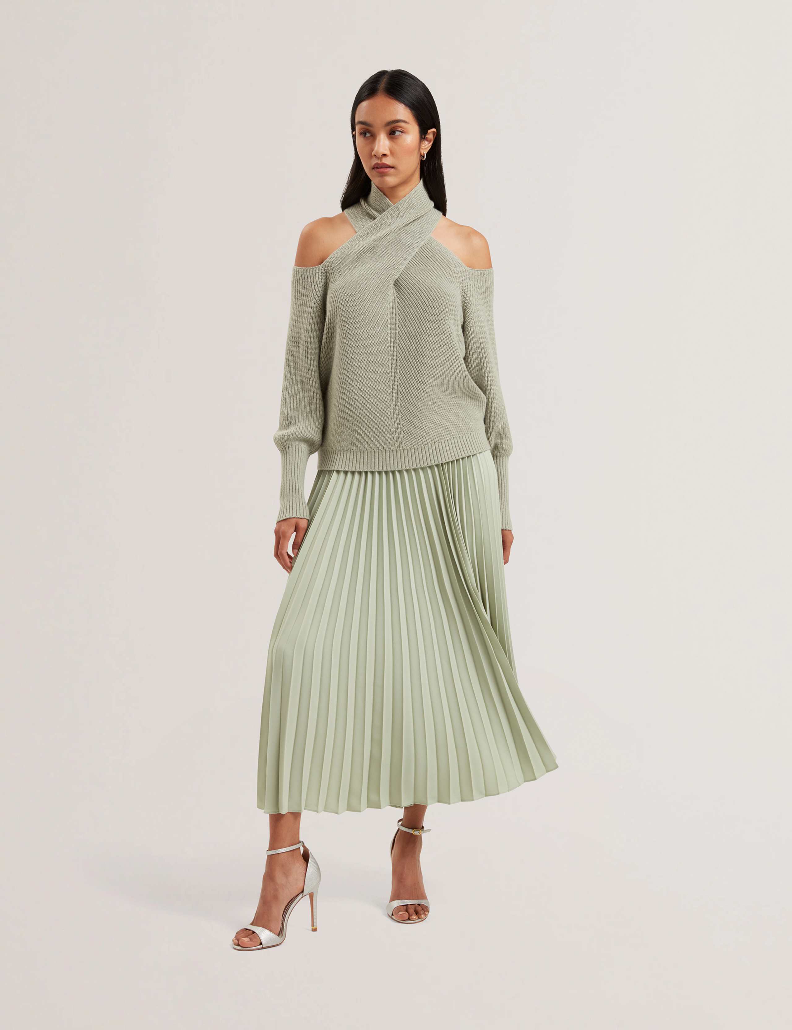 Pleated Midi Skirt