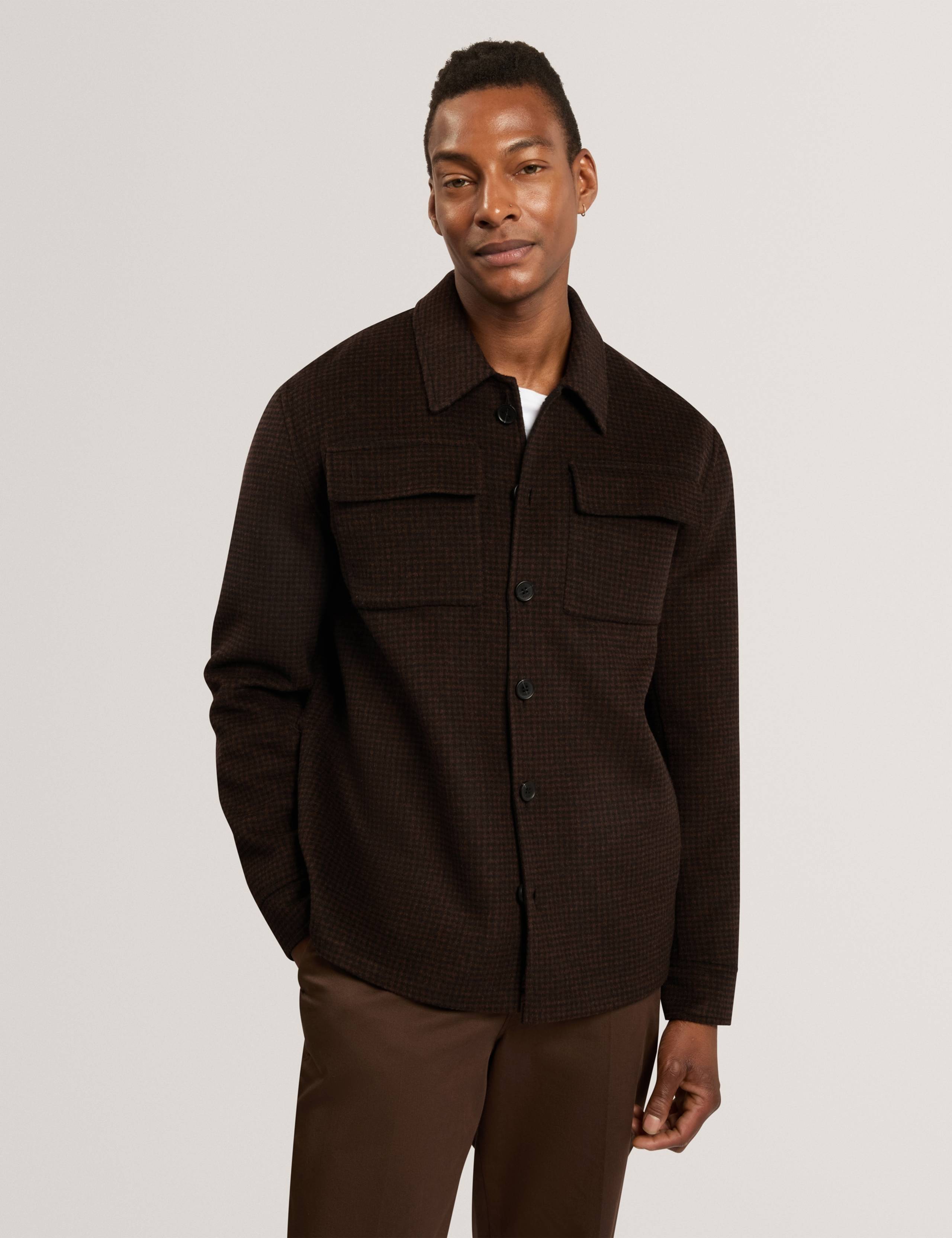Wool Blend Checked Overshirt