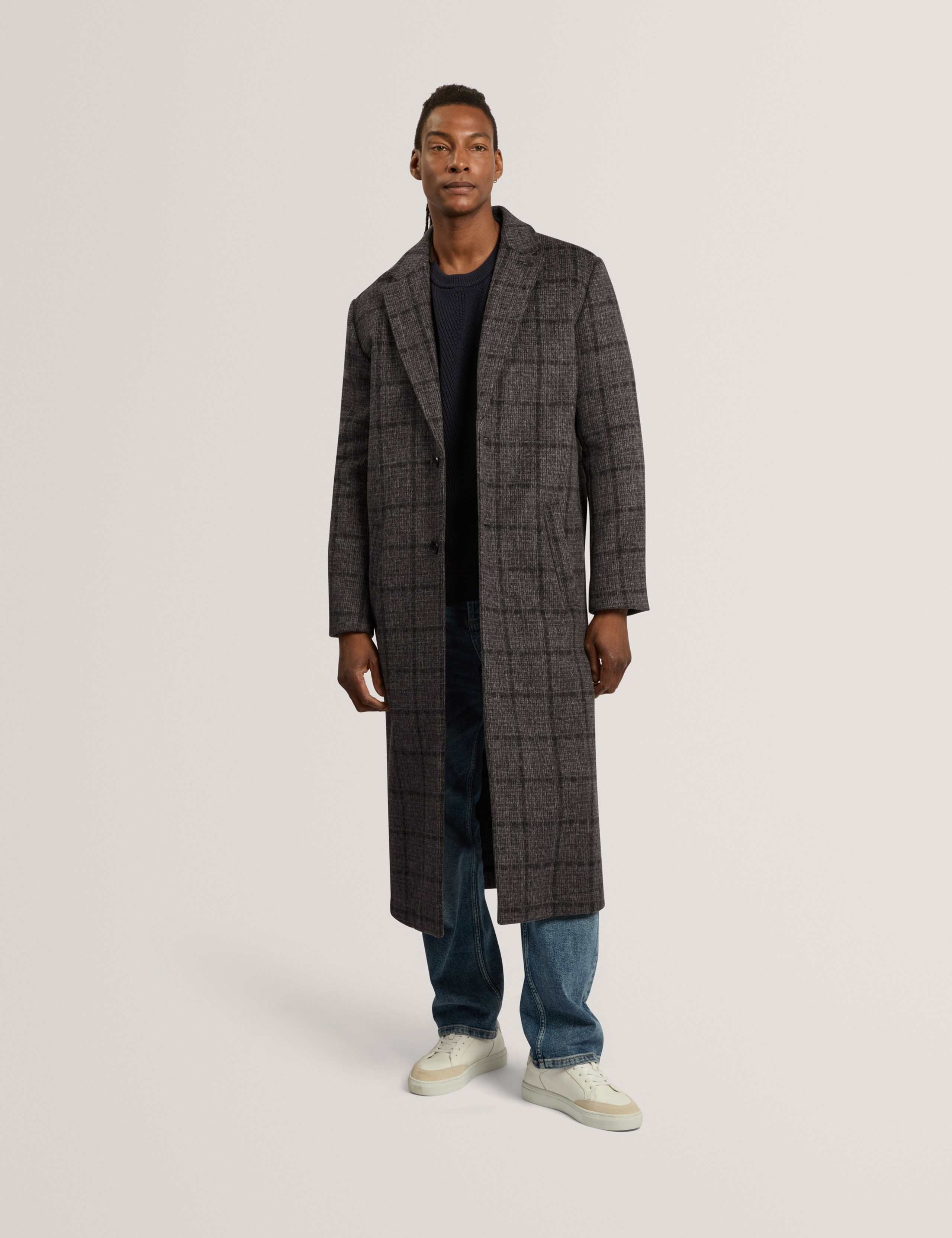 Wool Rich Checked Overcoat