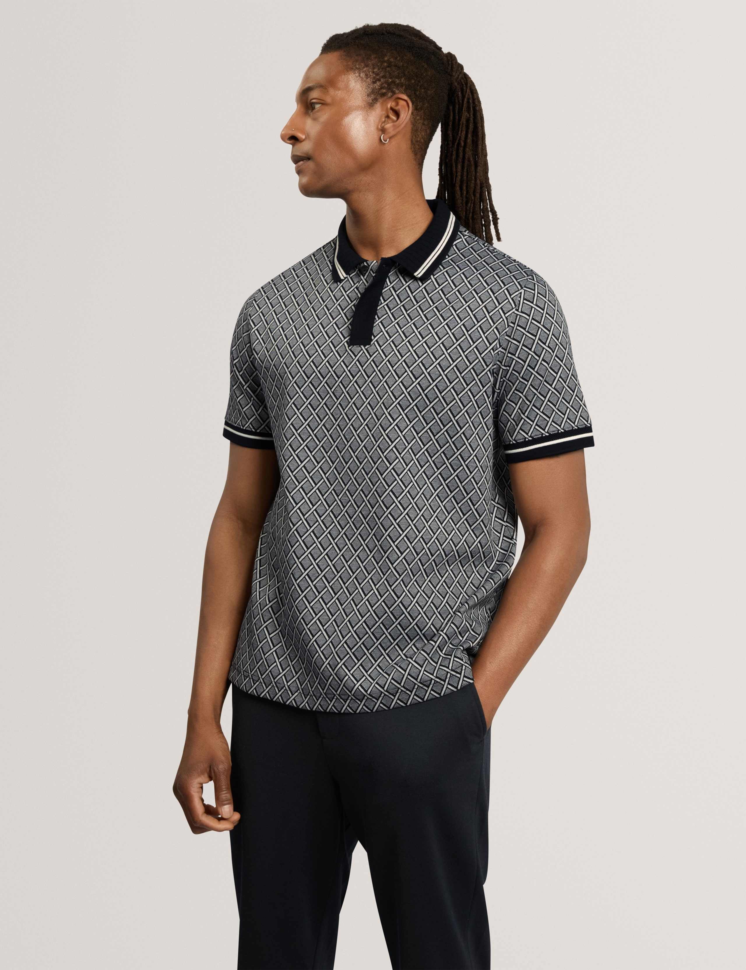 Geometric Print Polo Shirt