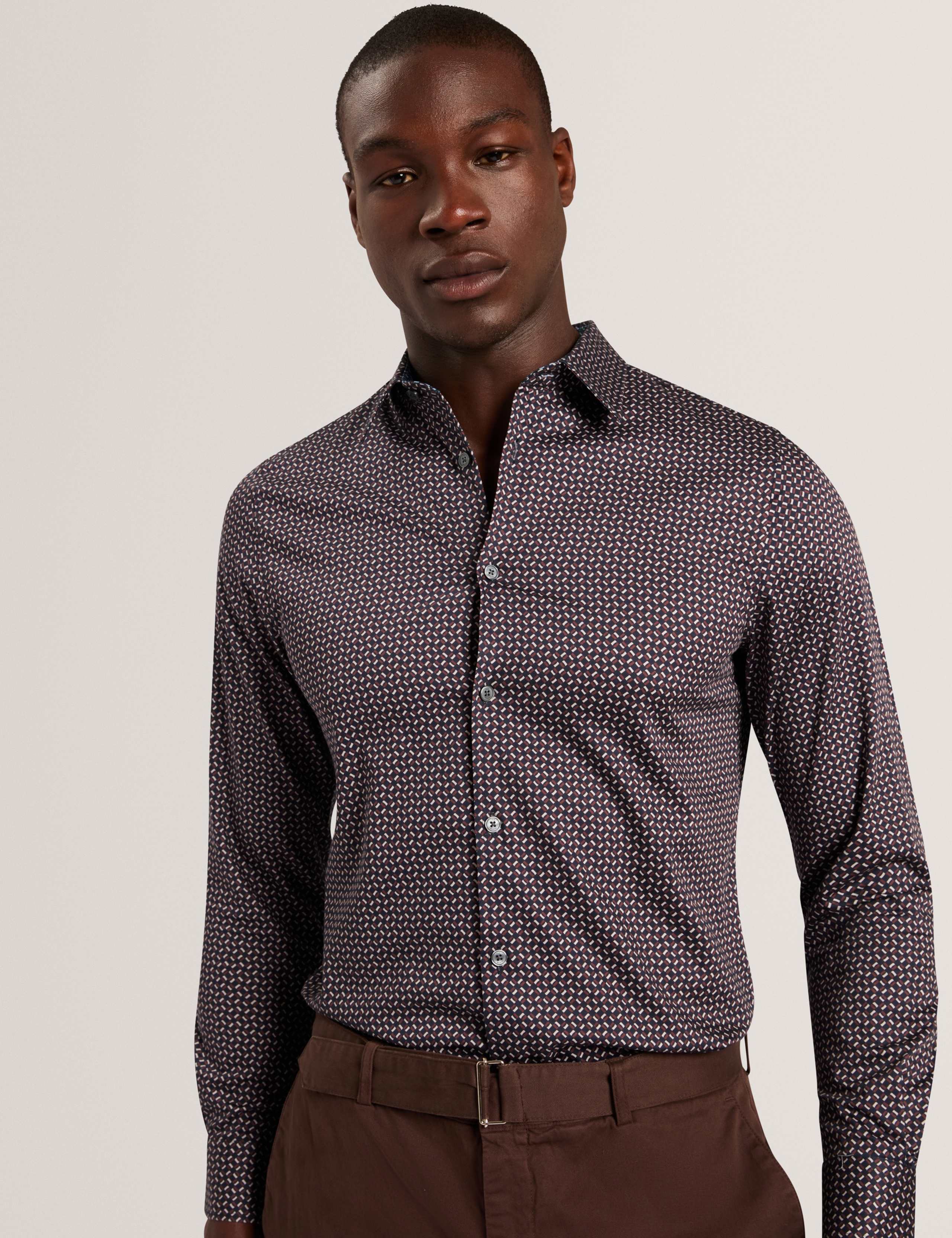 Regular Fit Cotton Rich Geometric Luxury Shirt