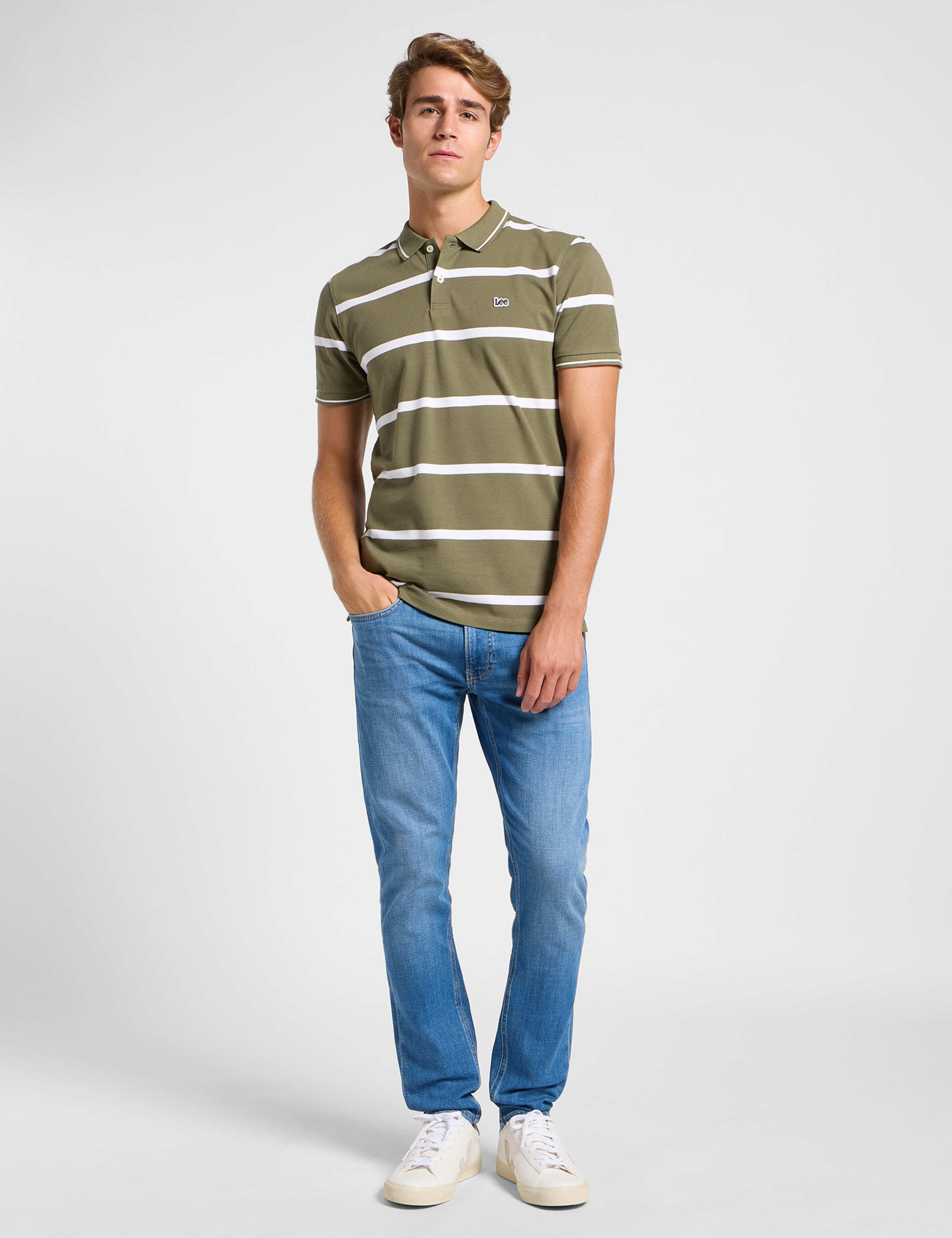 Pure Cotton Piqué Striped Polo Shirt