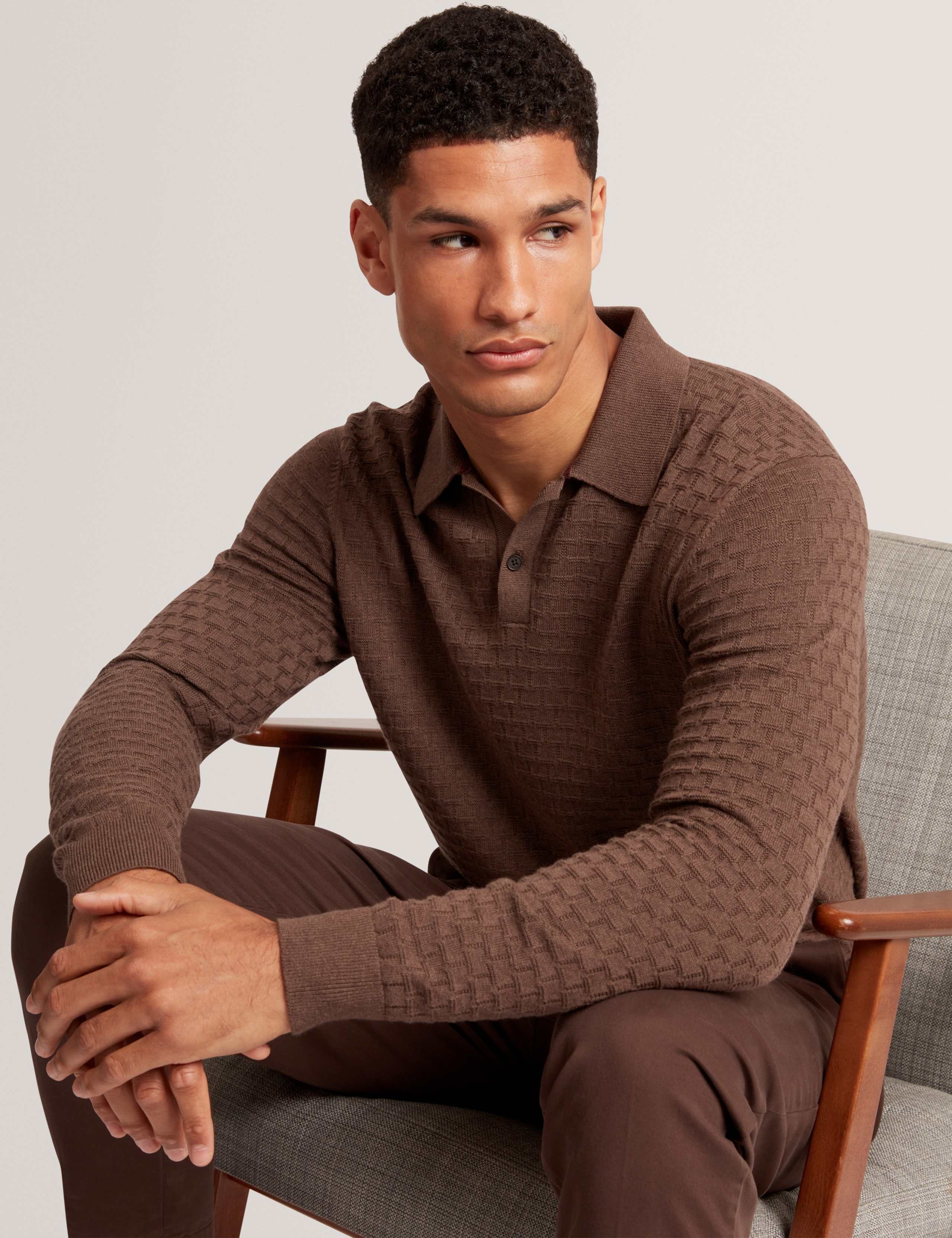 Cotton Rich Long Sleeve Polo Shirt