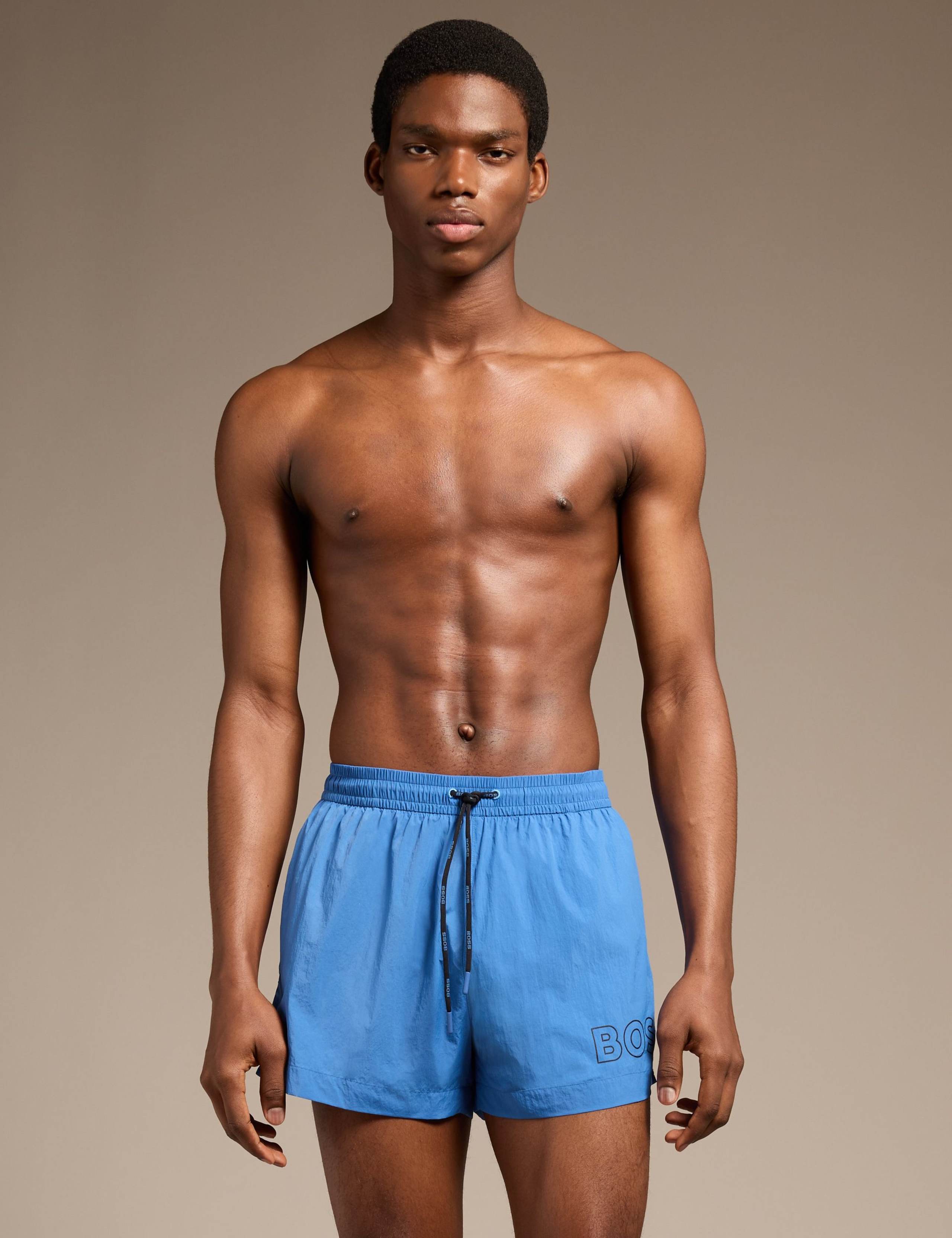 Pocketed Quick Dry Logo Graphic Swim Shorts