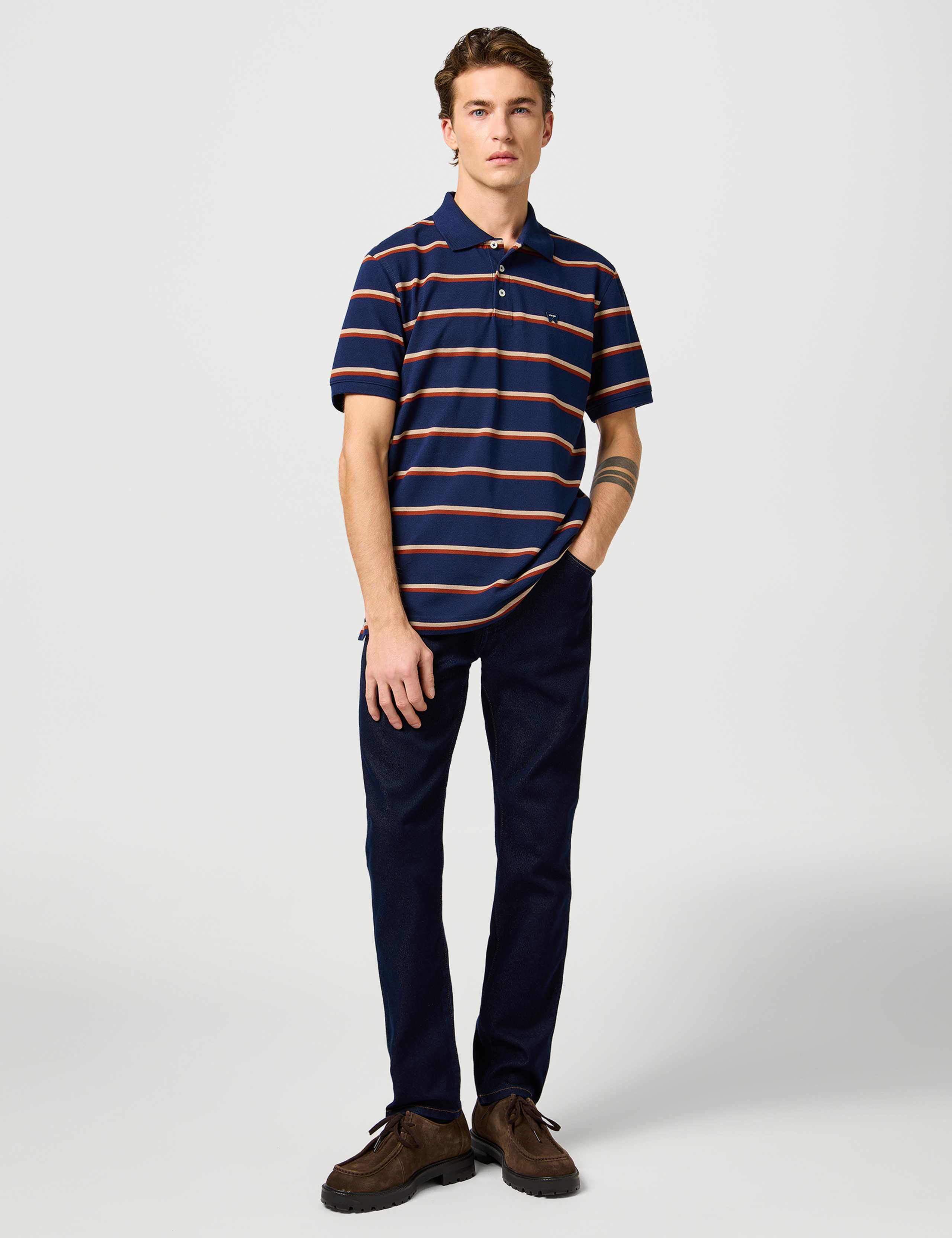 Pure Cotton Striped Polo Shirt