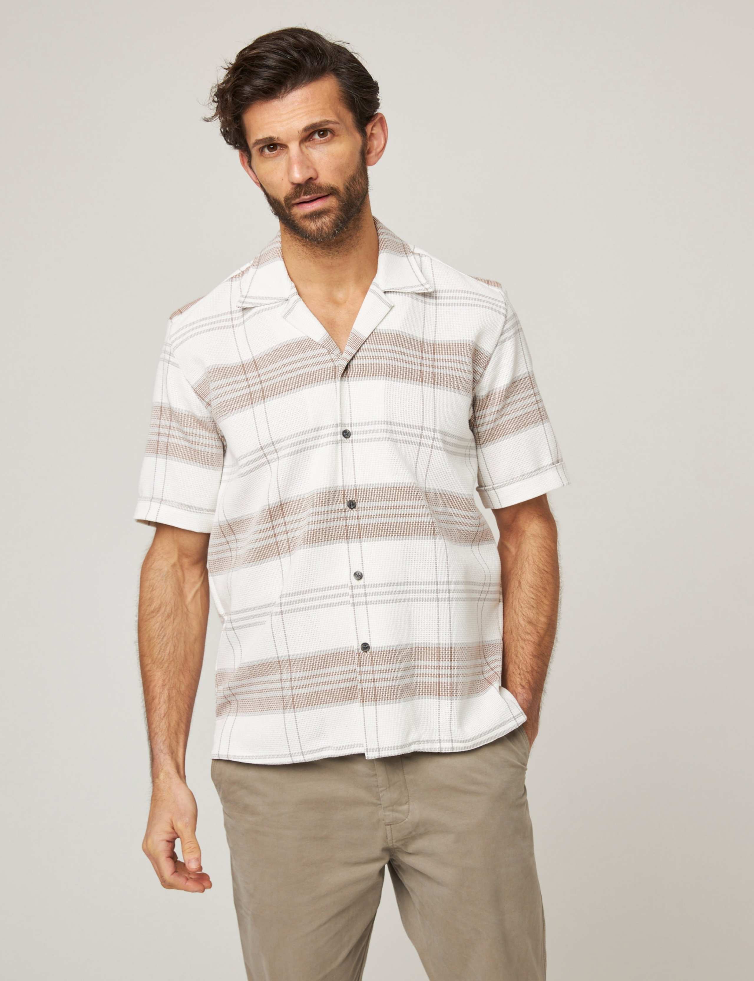 Pure Cotton Flannel Cuban Collar Shirt