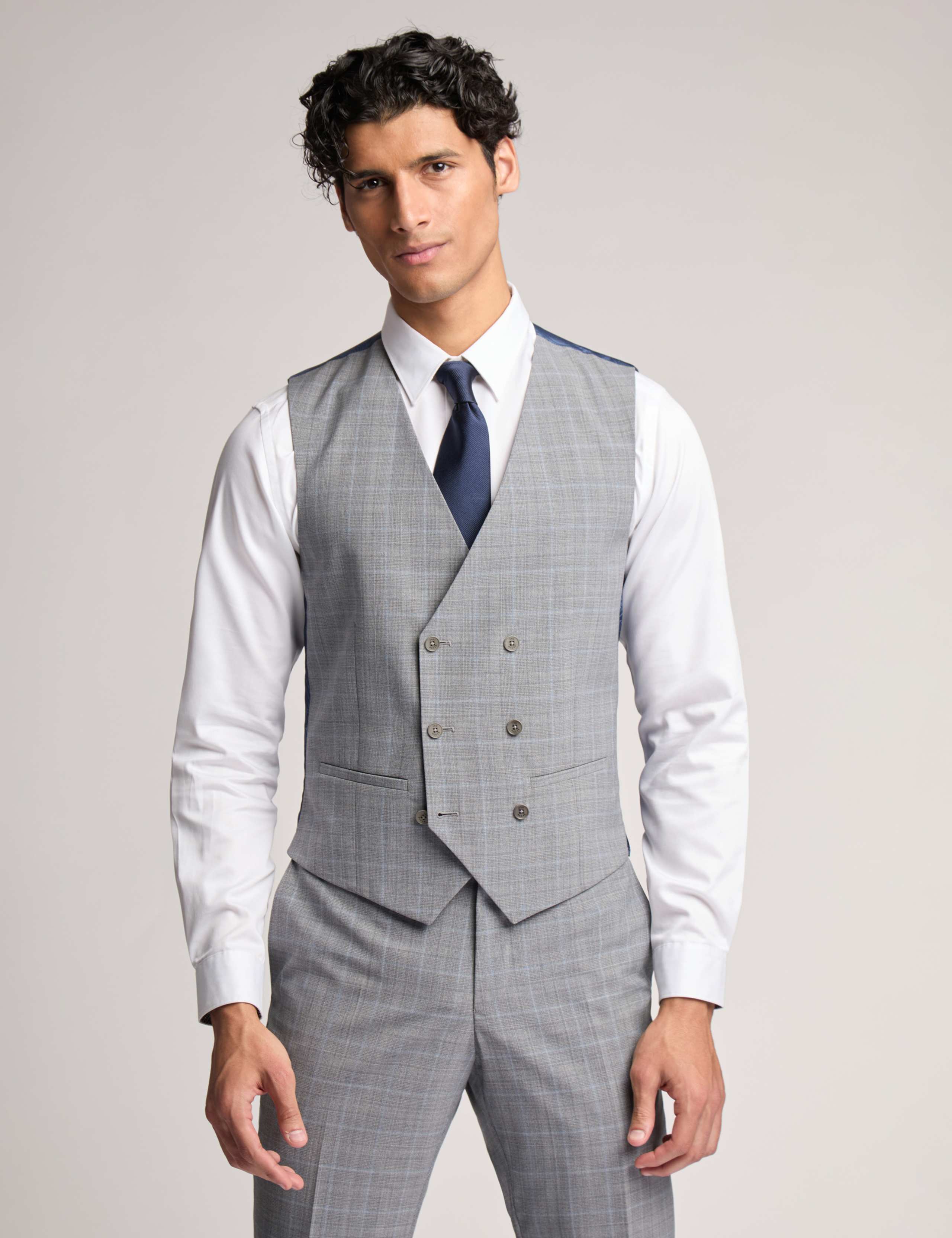 Slim Fit Wool Rich Check Waistcoat