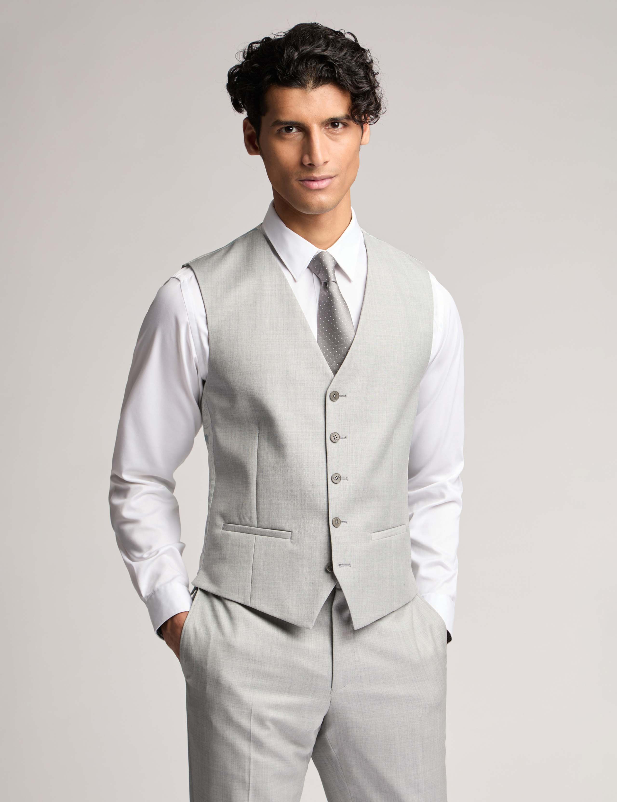 Wool Rich Slim Fit Textured Waistcoat