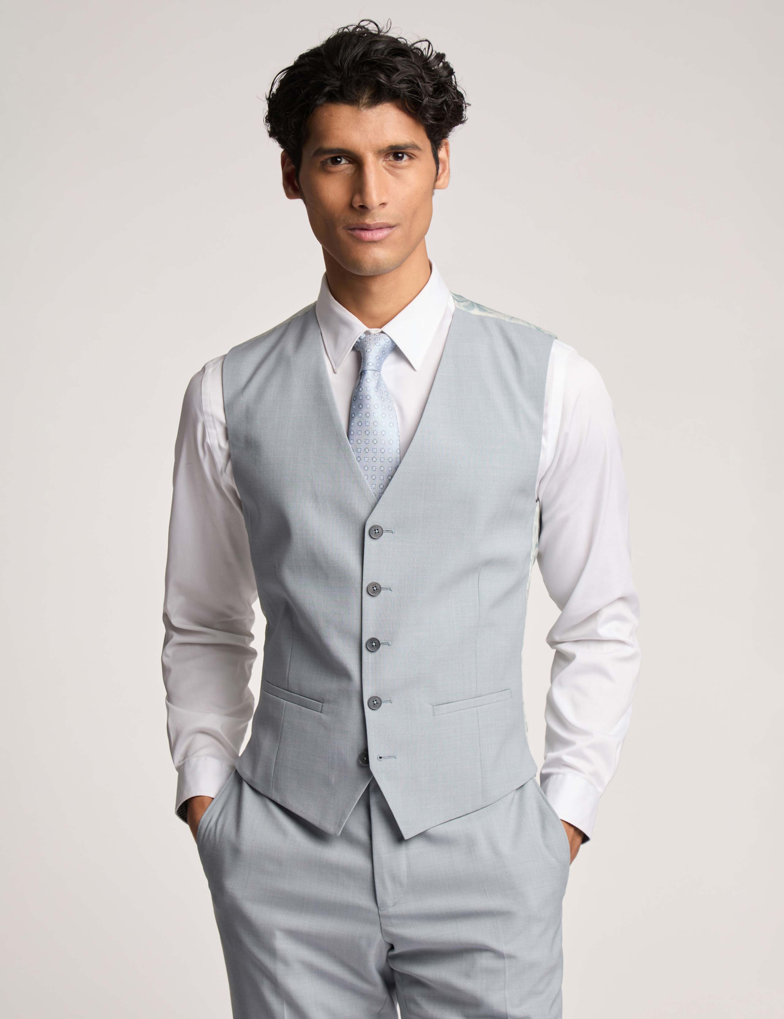 Slim Fit Wool Rich Sharkskin Waistcoat