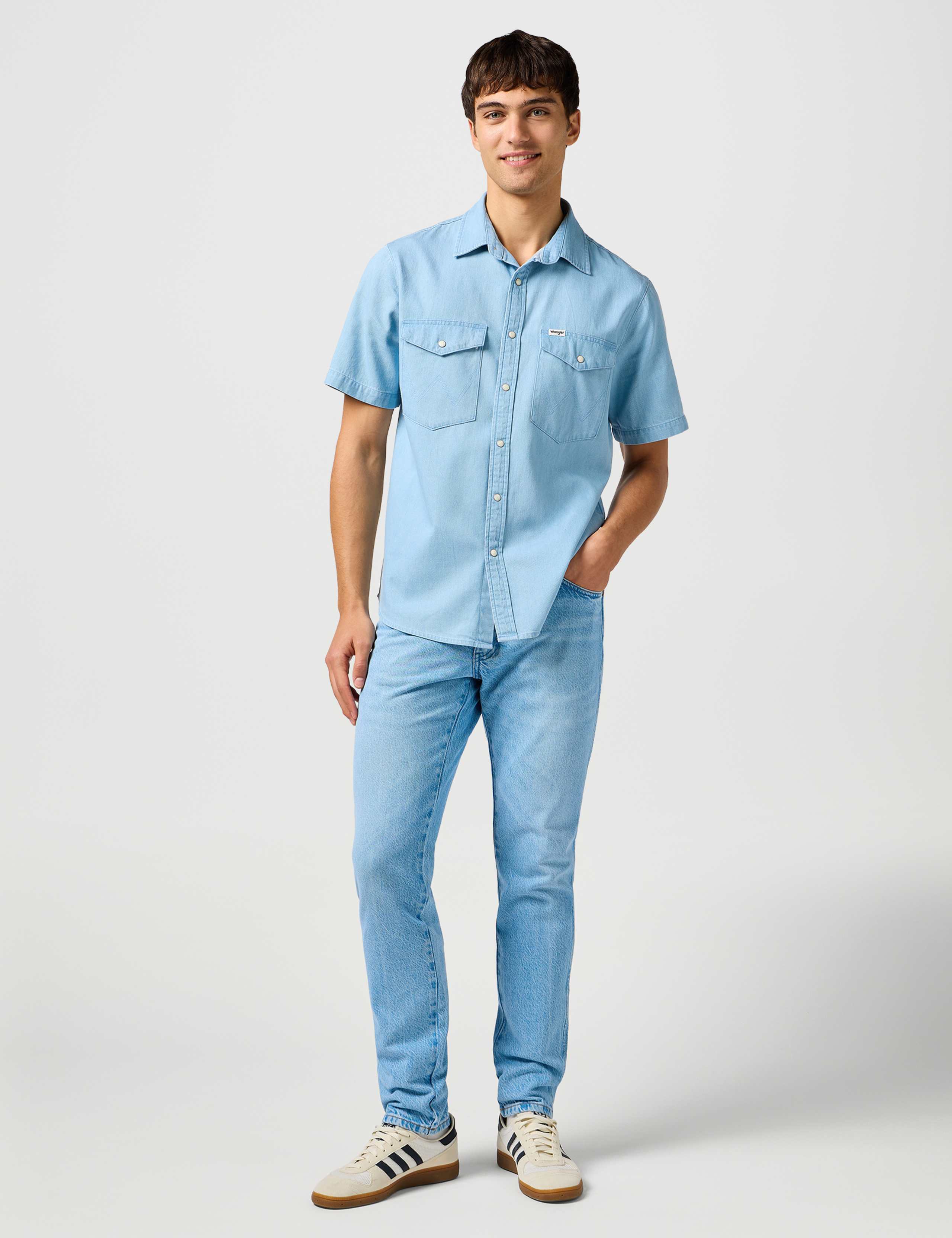 Regular Fit Denim Short Sleeve Shirt
