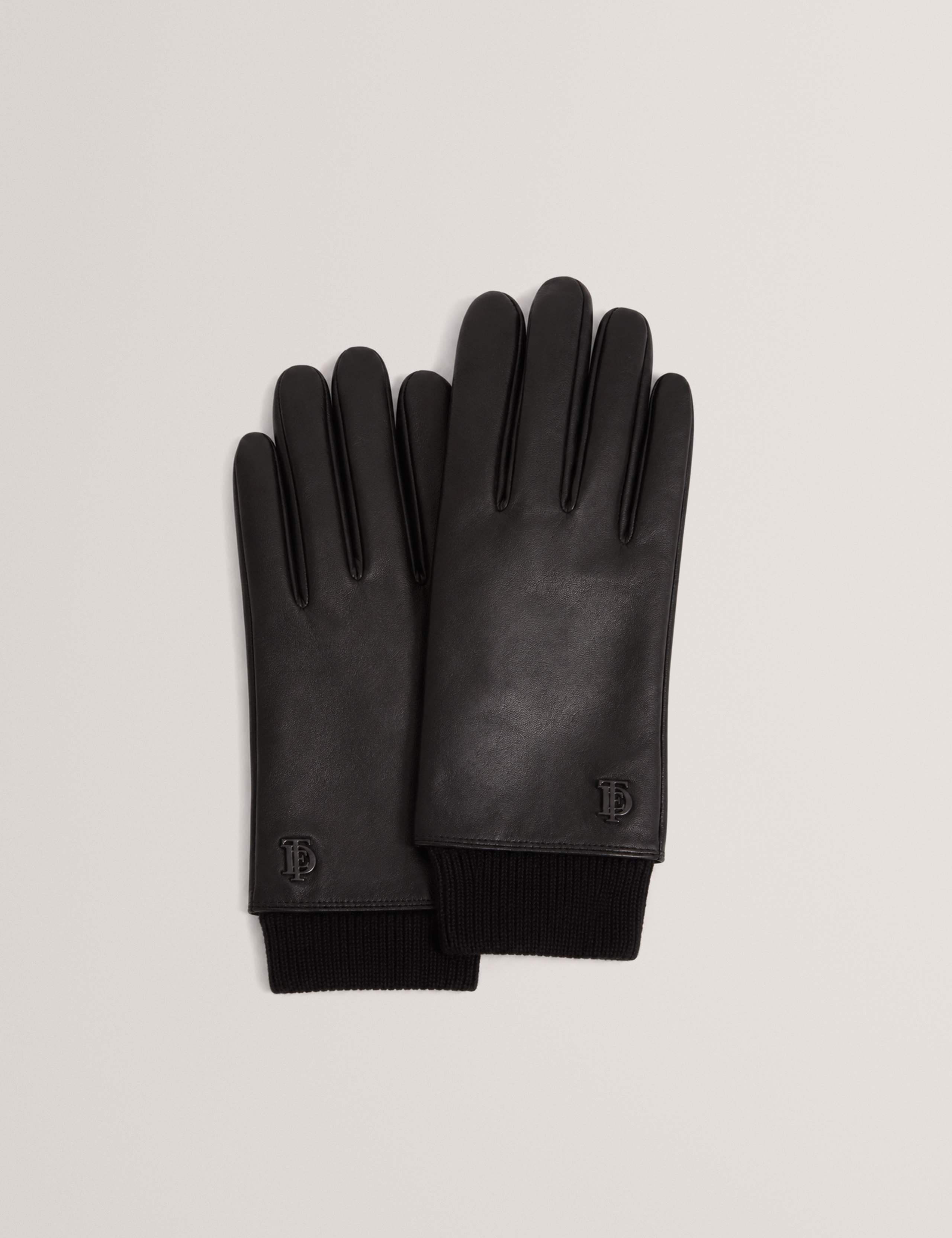 Leather Knit Cuff Gloves