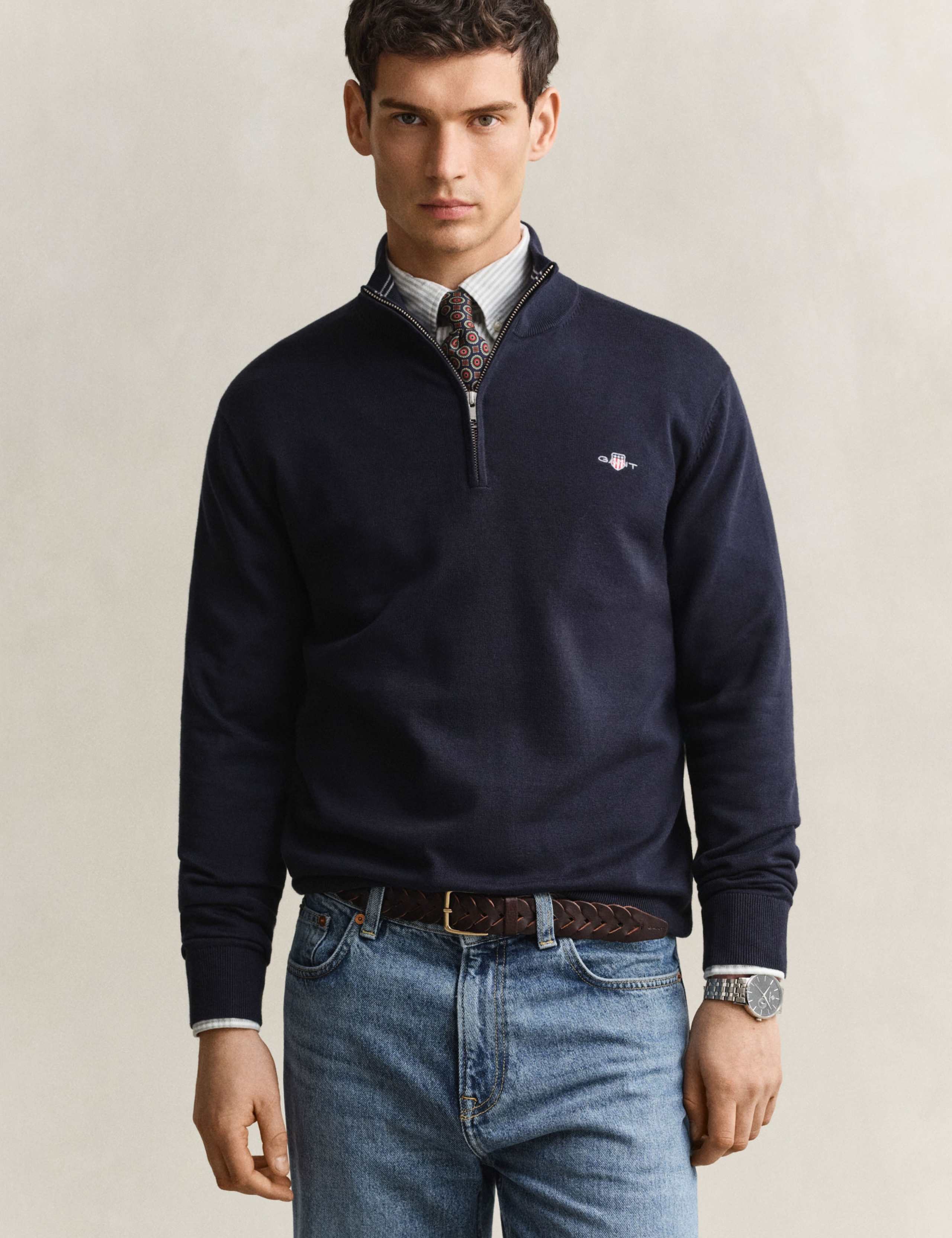 Pure Cotton Half Zip Jumper