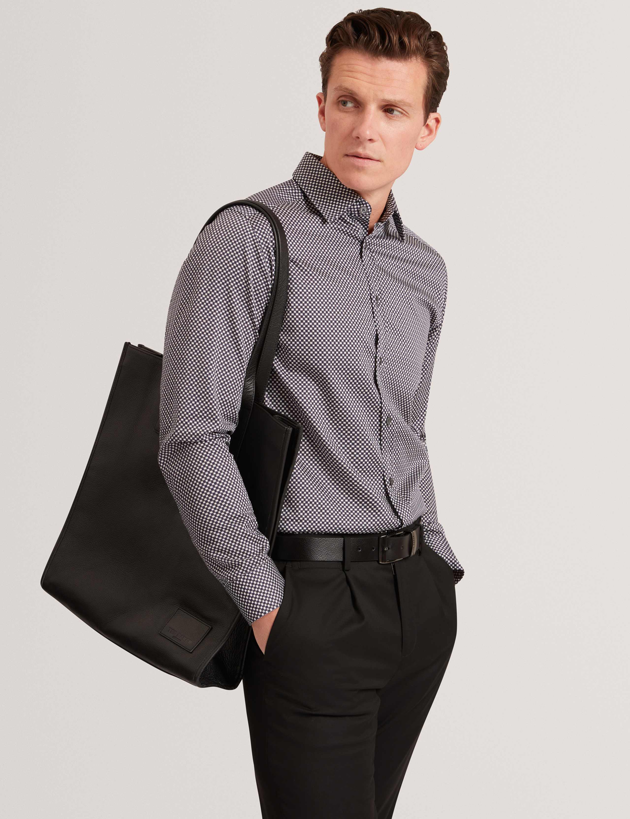 Regular Fit Pure Cotton Geometric Dress Shirt