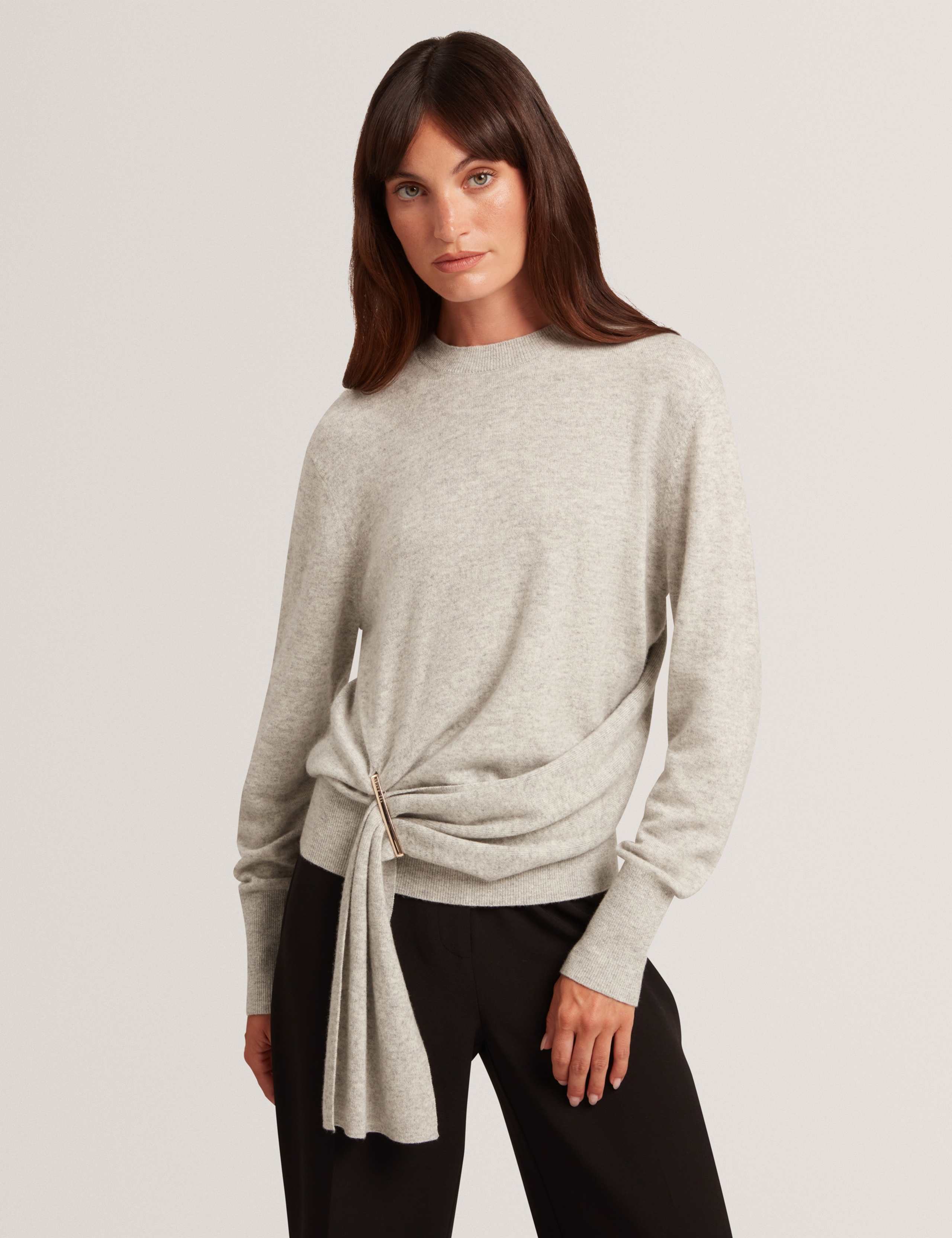 Wool Blend Drape Detail Jumper with Cashmere