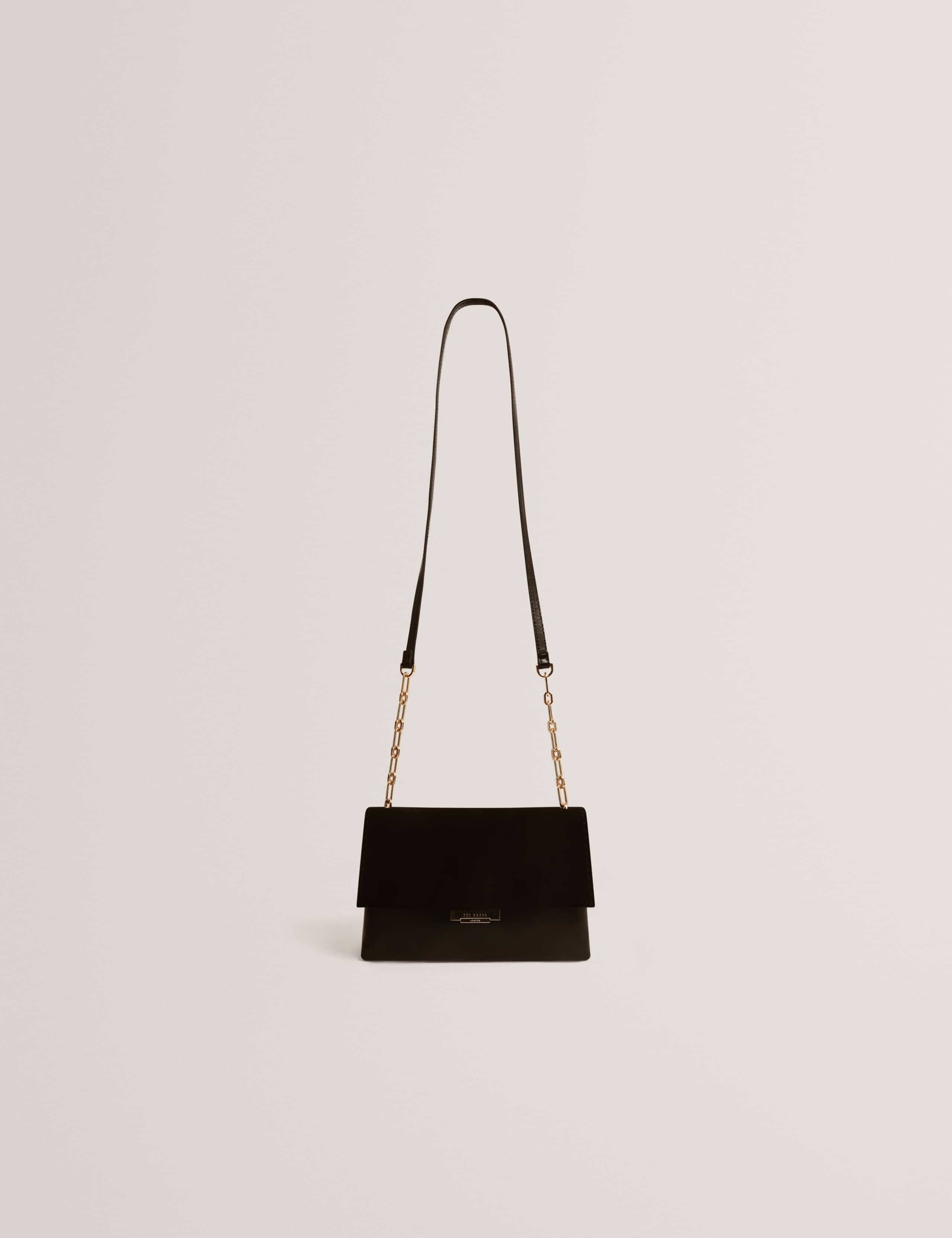 Leather Push Lock Flap Small Cross Body Bag
