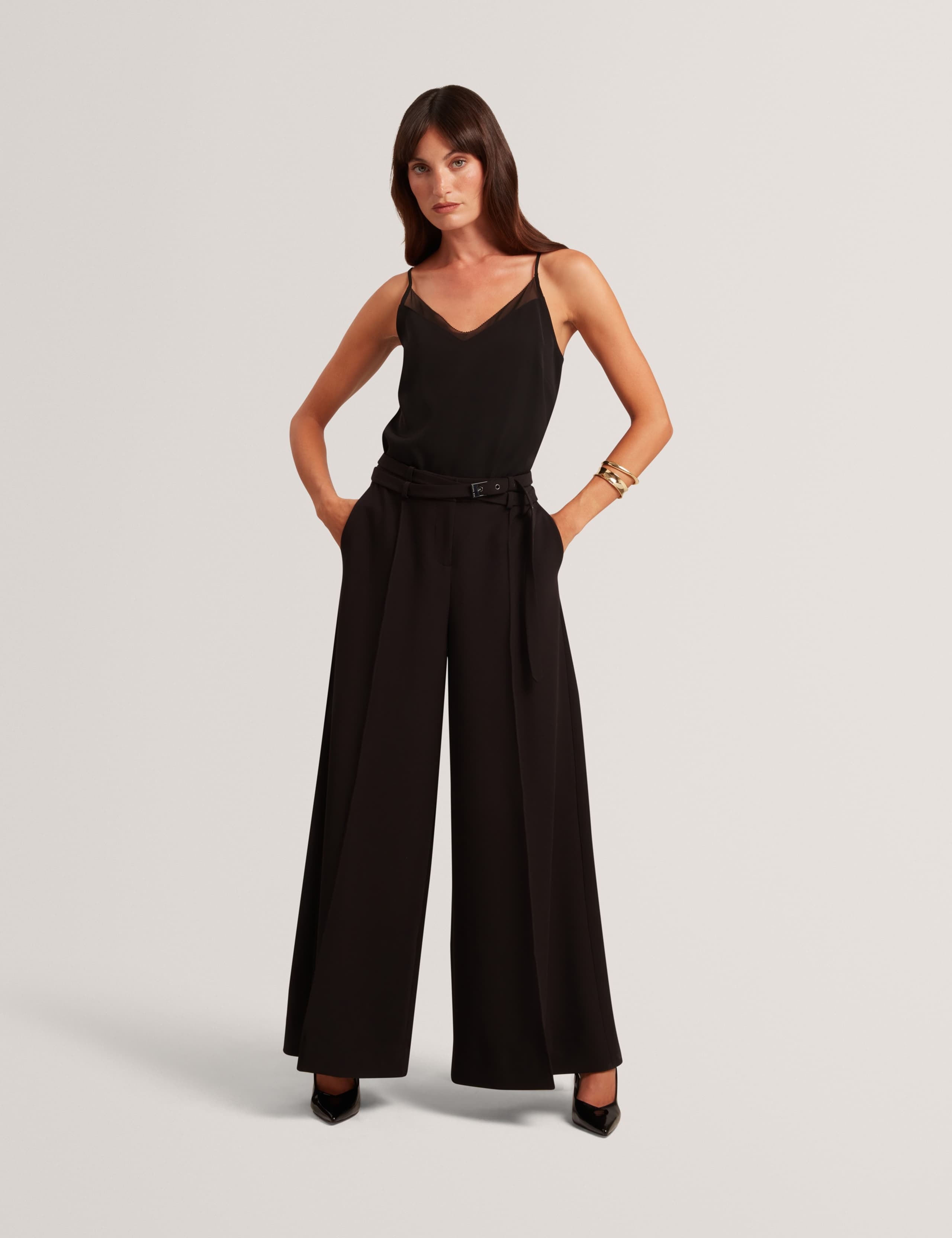 Belted Wide Leg Trousers