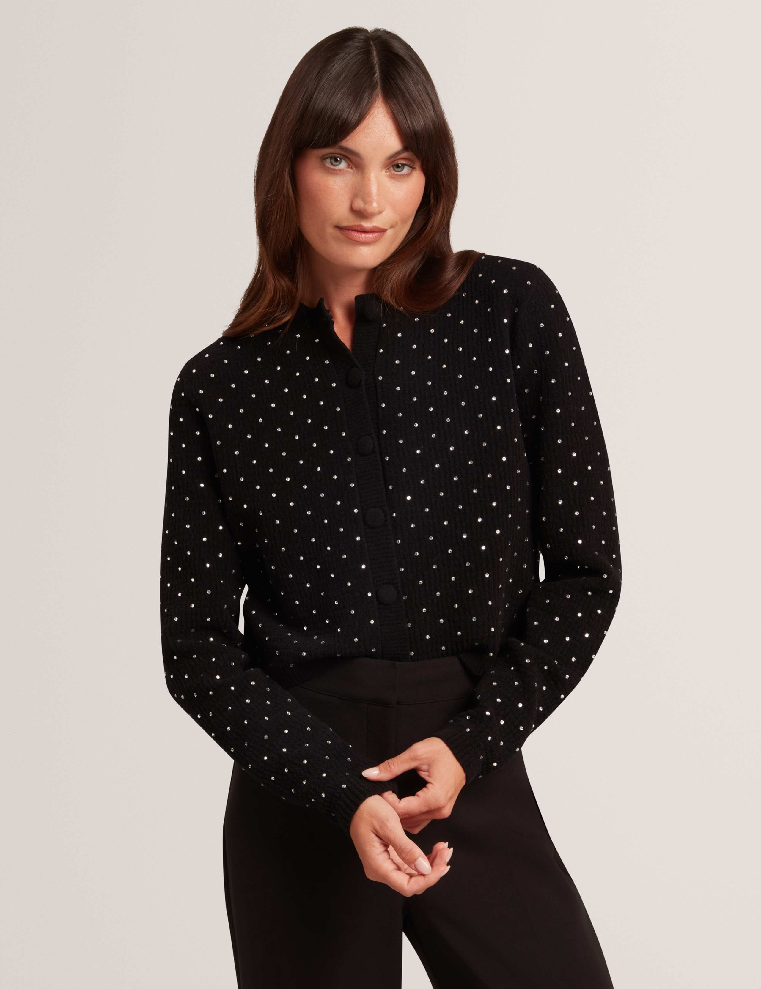 Diamante Detail Cropped Cardigan