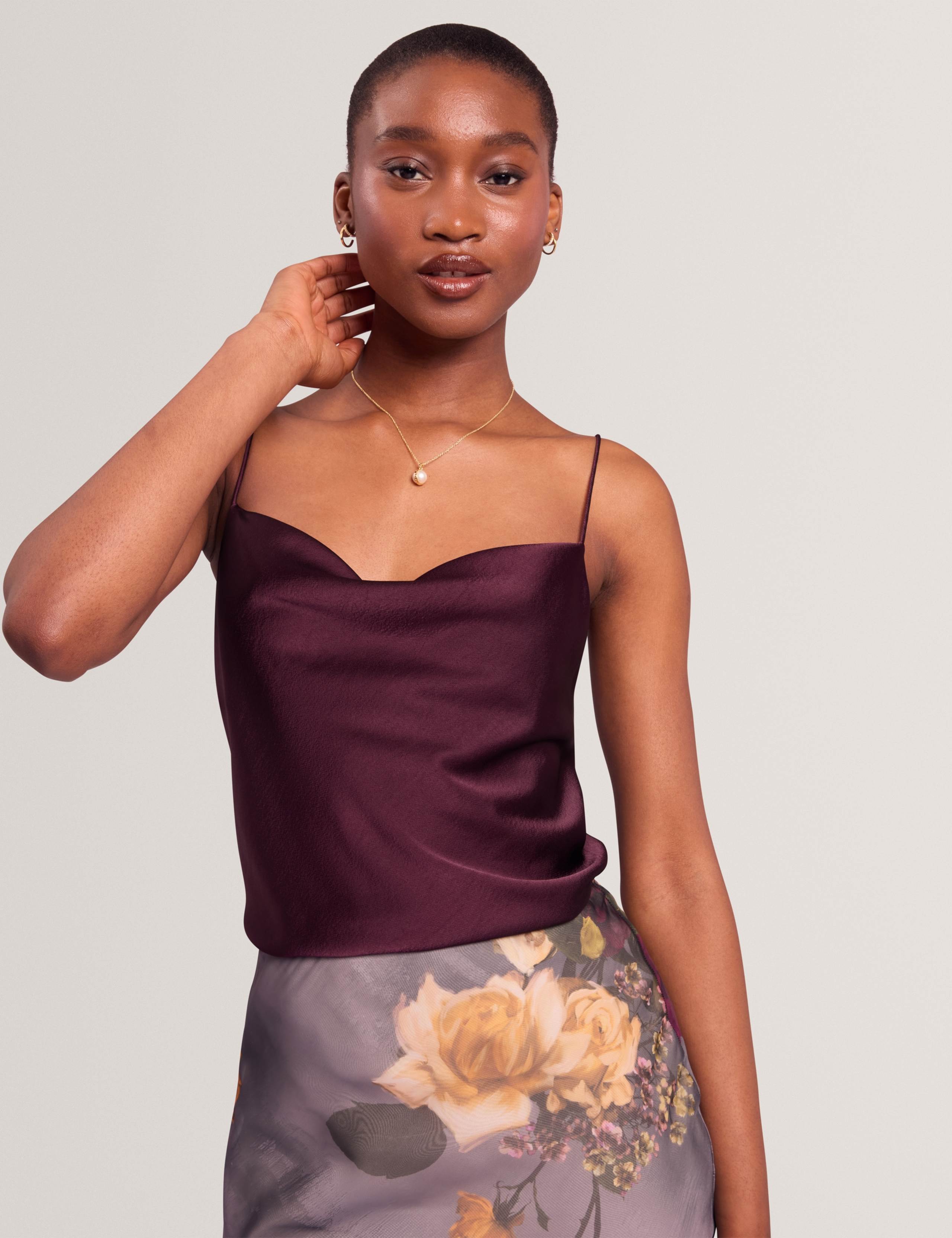 Satin Cowl Neck Cami Top