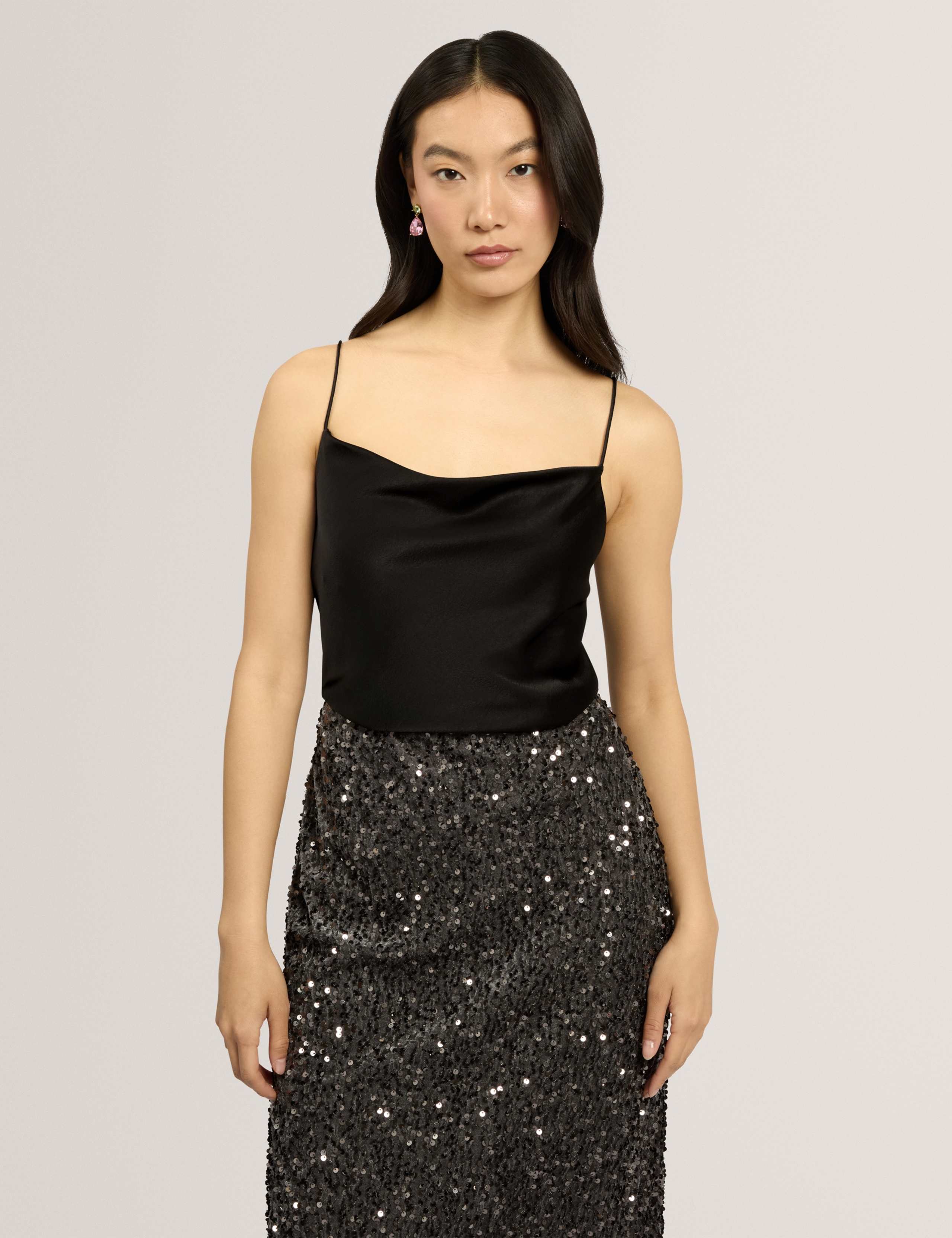 Satin Cowl Neck Cami Top