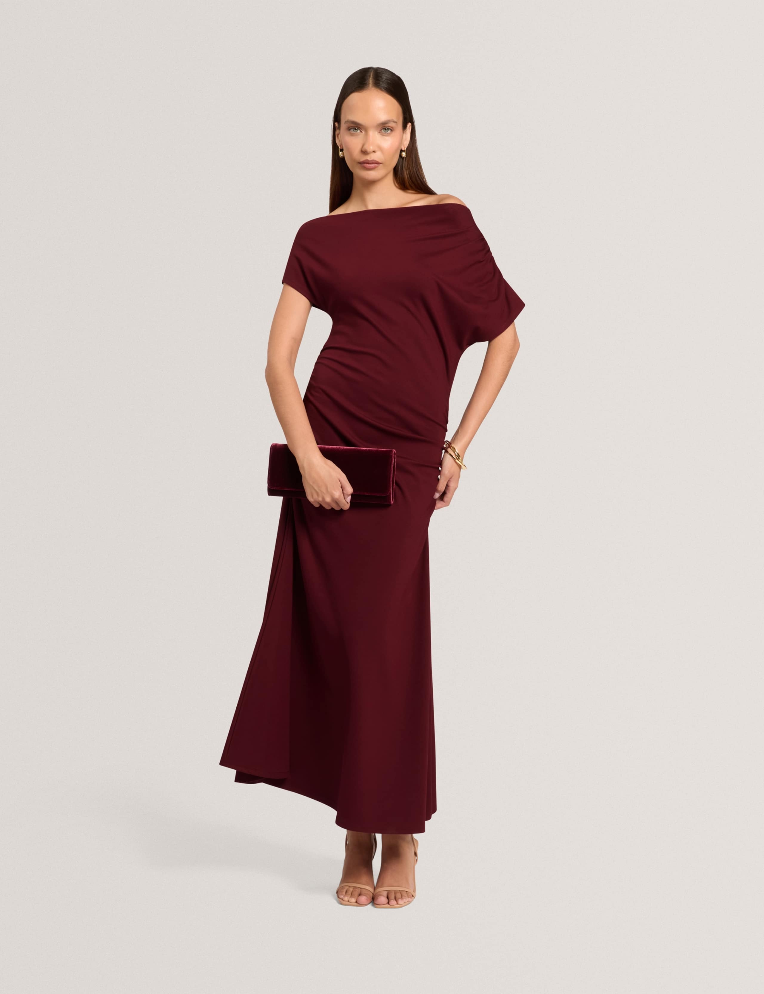 Jersey Asymmetric Midi Column Dress