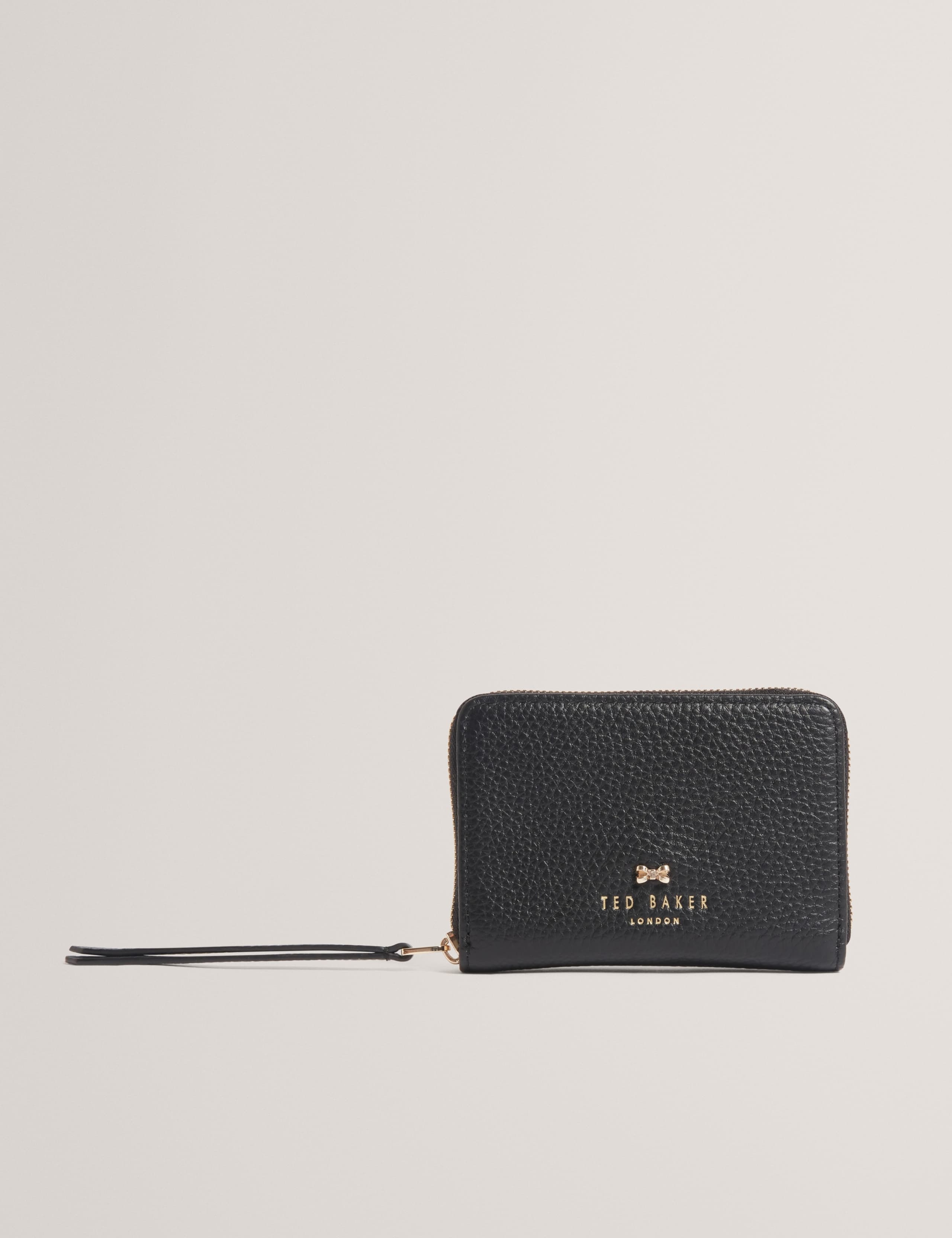 Leather Bow Detail Small Zip Around Purse