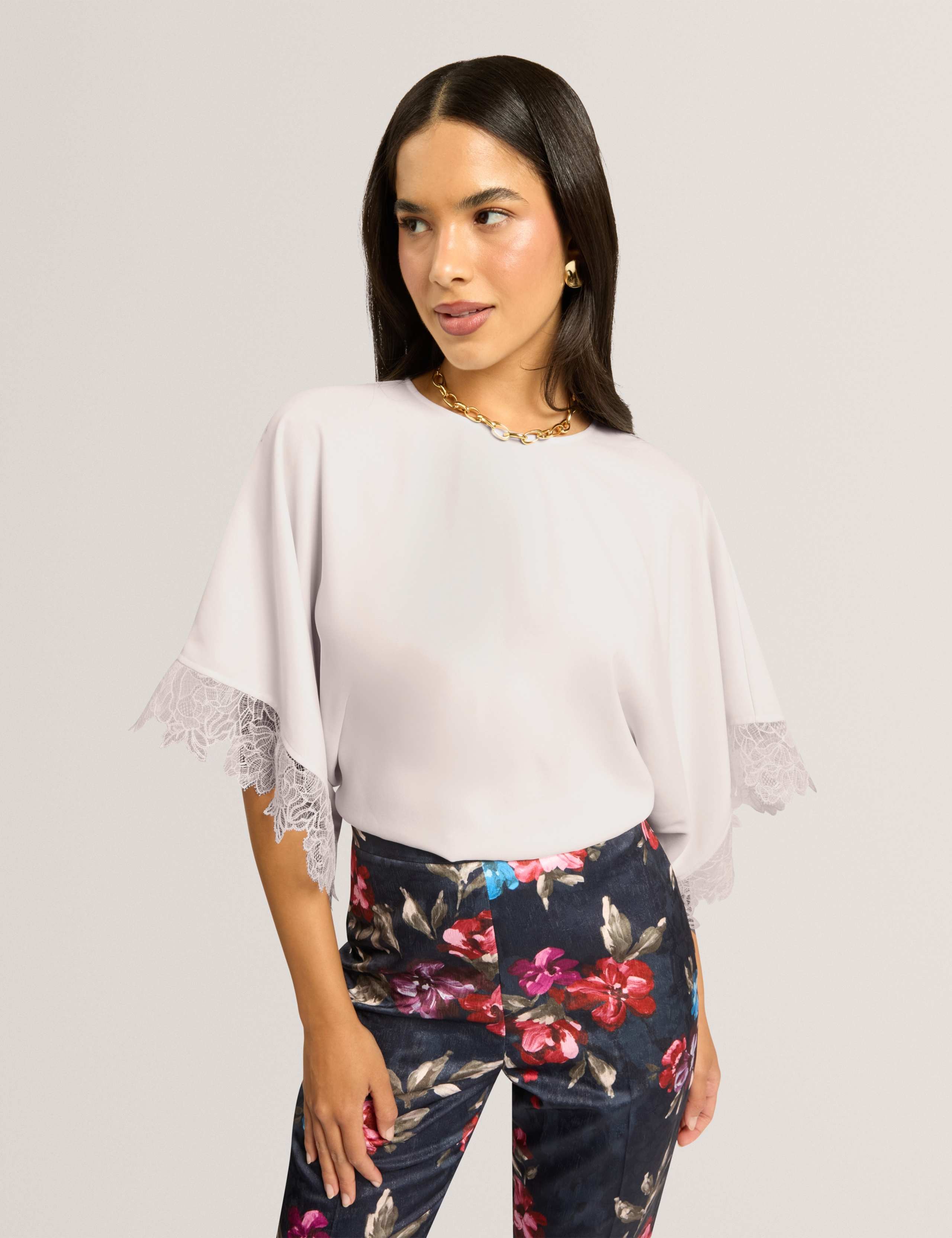Lace Detail Batwing Top