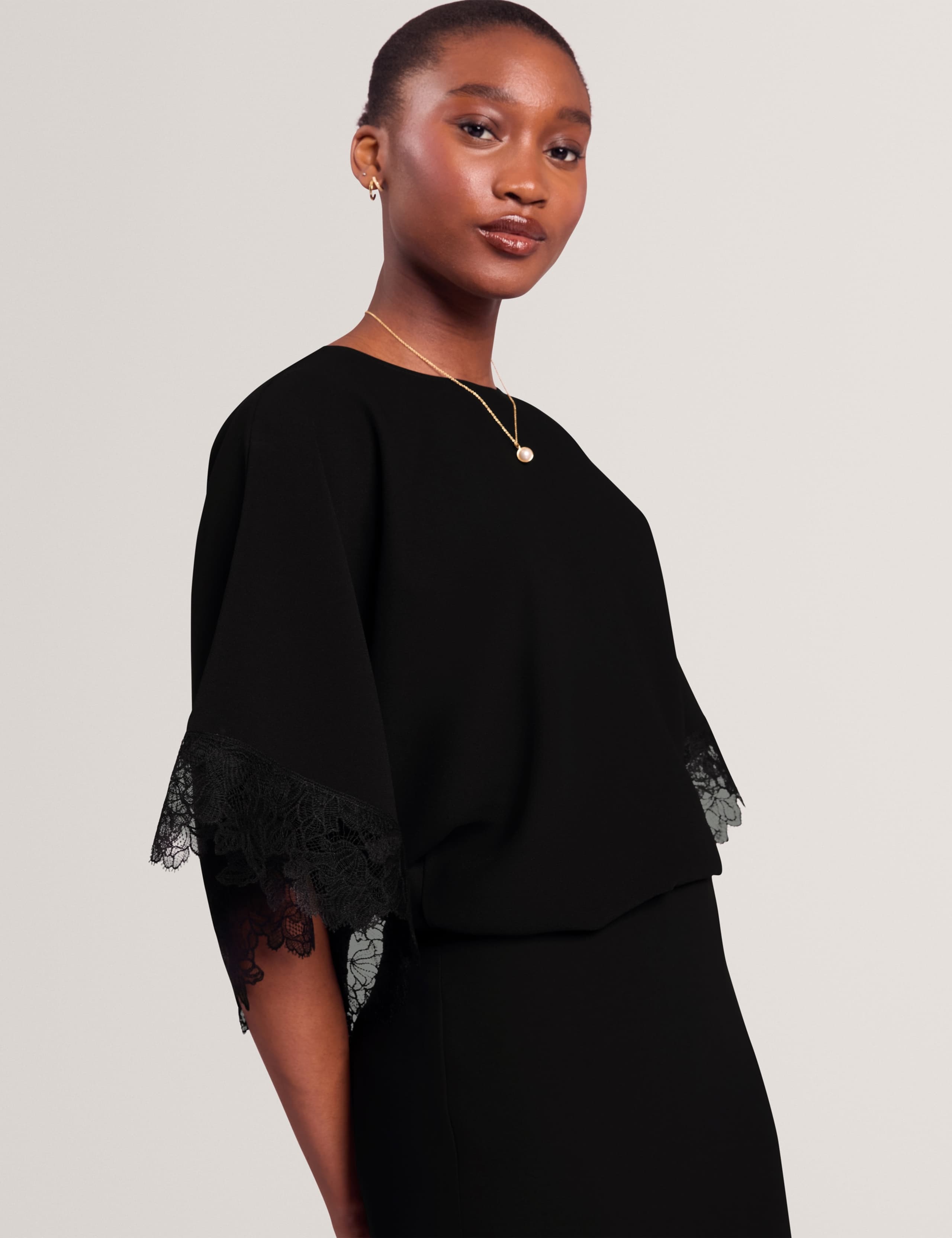 Lace Detail Batwing Top