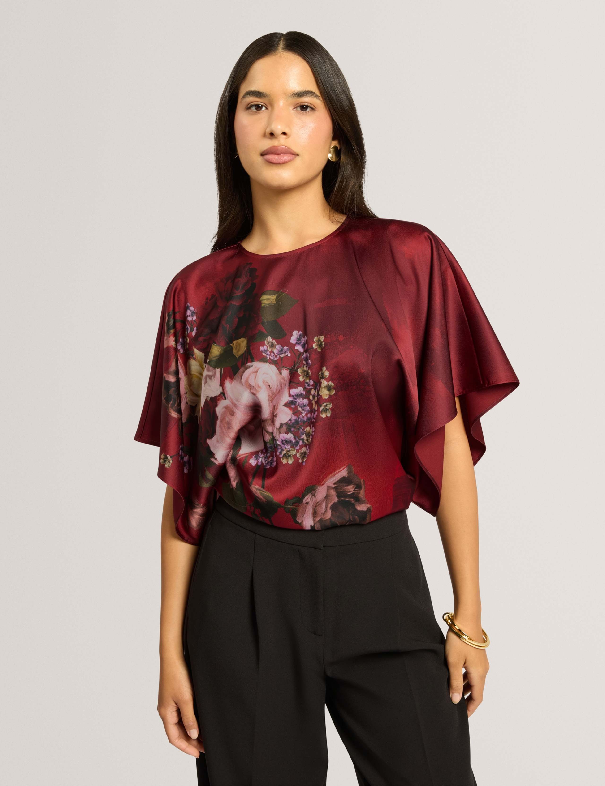 Printed Batwing Blouse