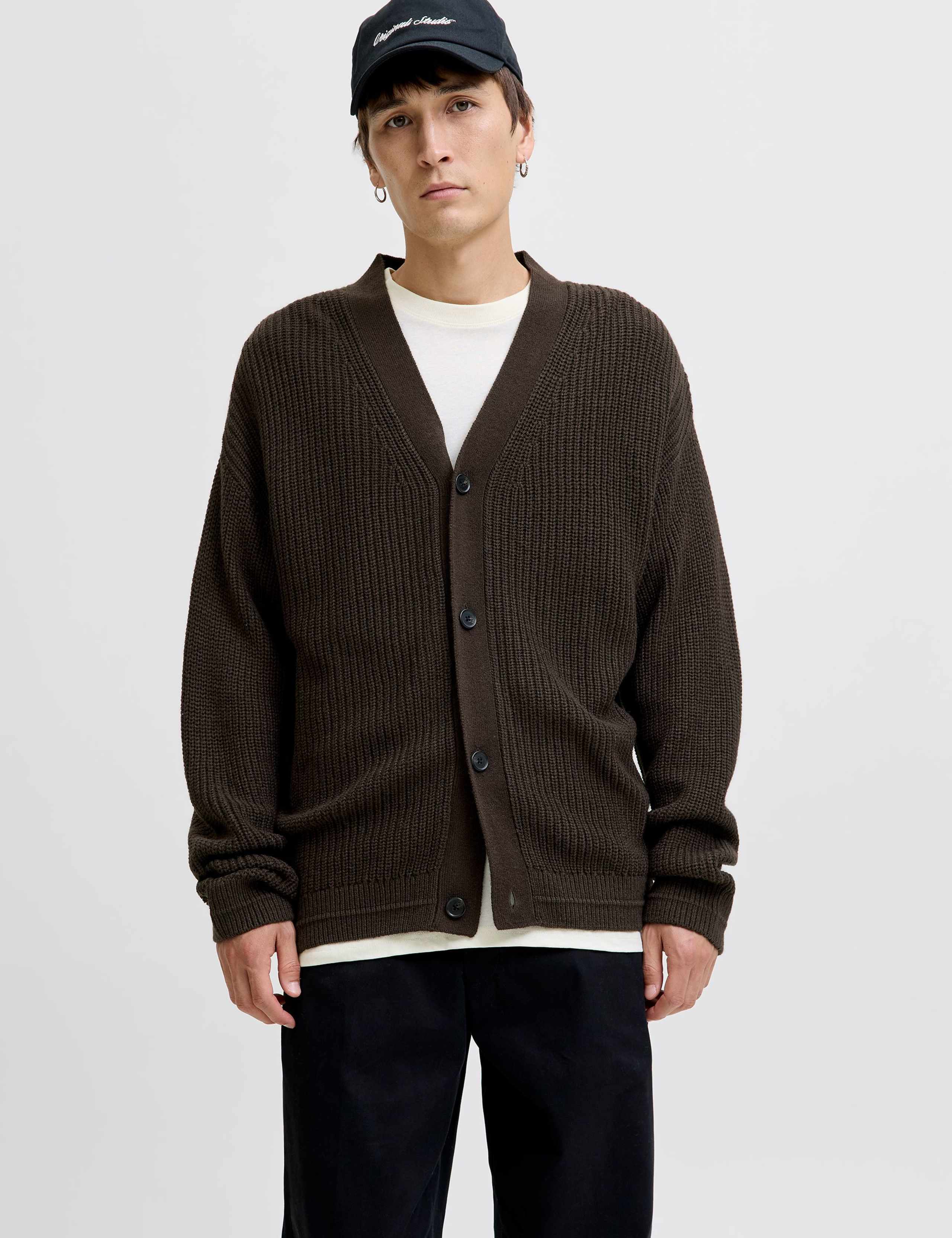 Cotton Blend V-Neck Cardigan