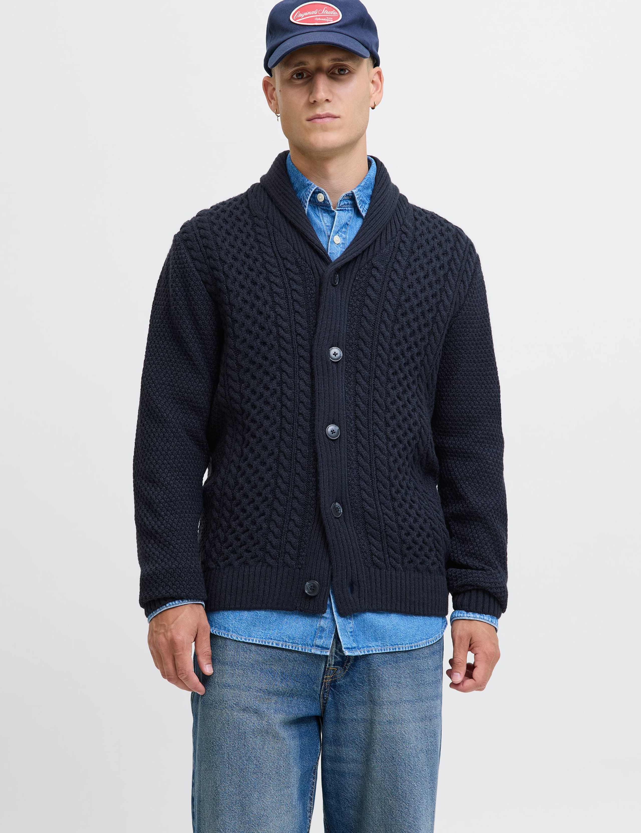 Cable Shawl Neck Cardigan