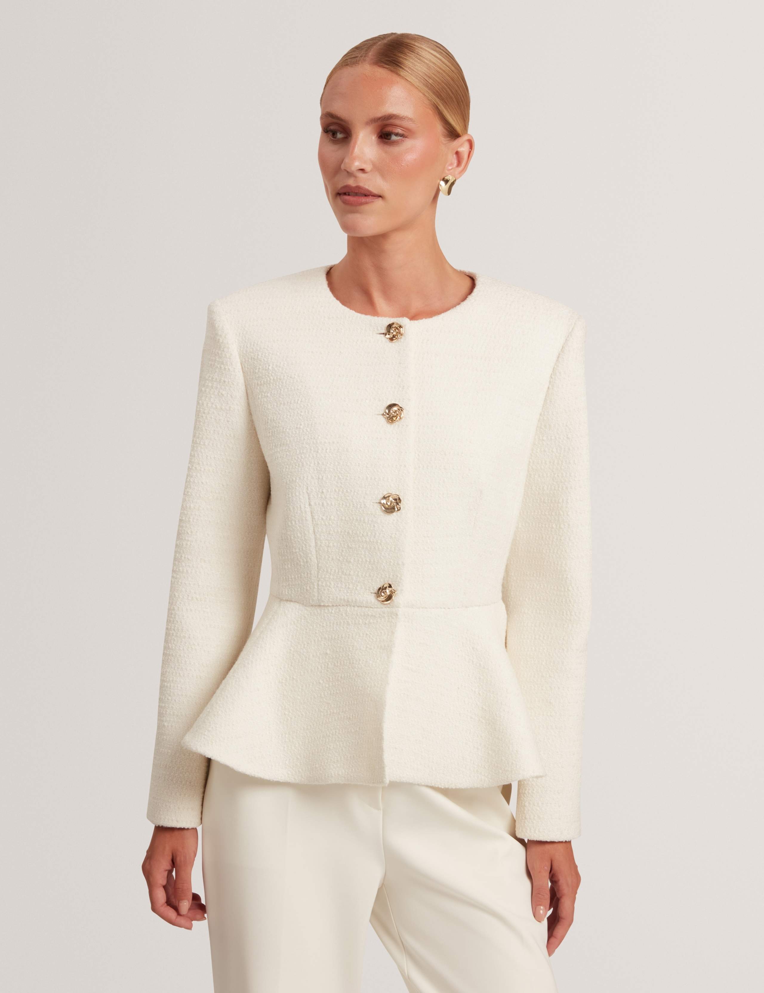 Tailored Peplum Jacket with Wool