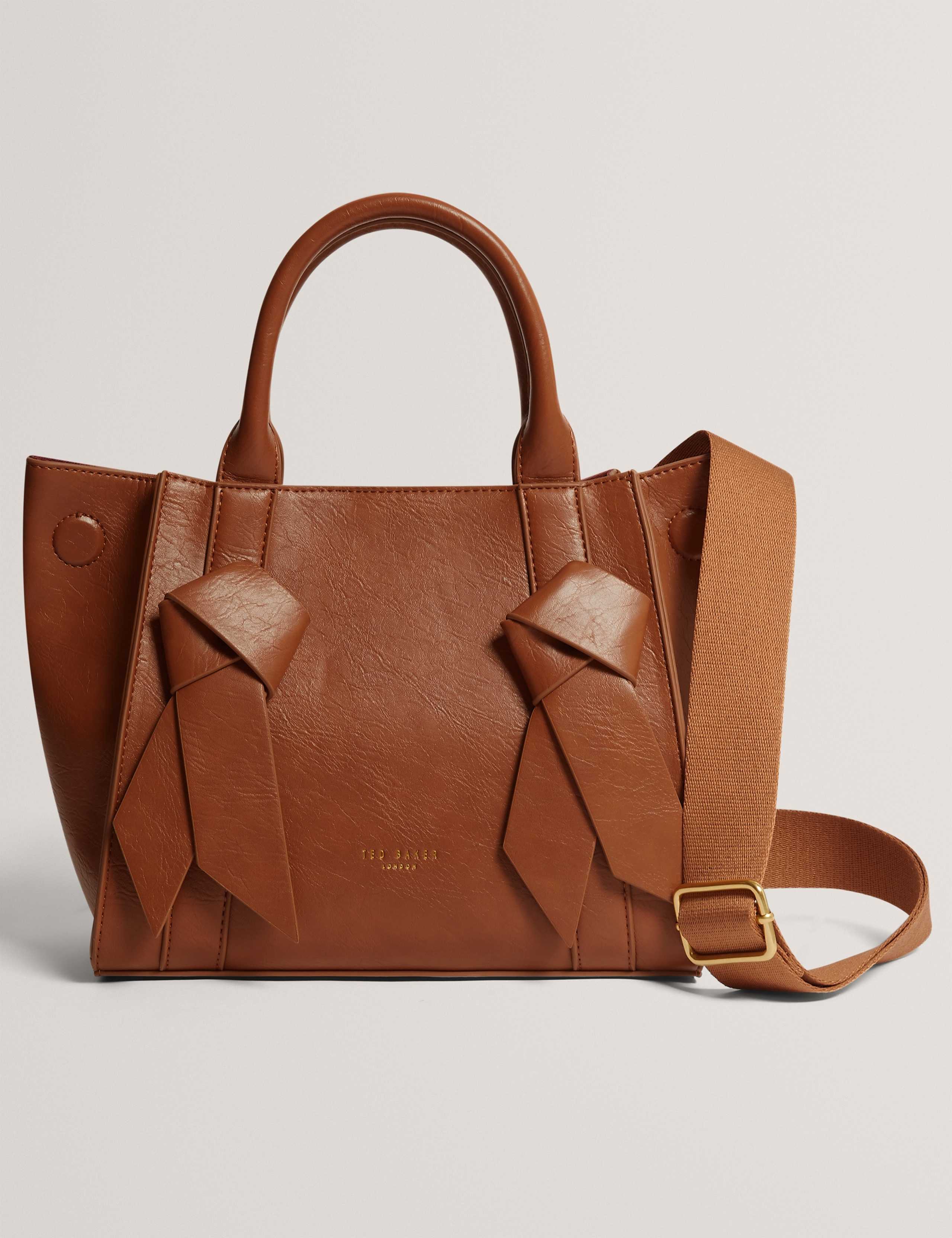 Faux Leather Knot Bow Tote Bag
