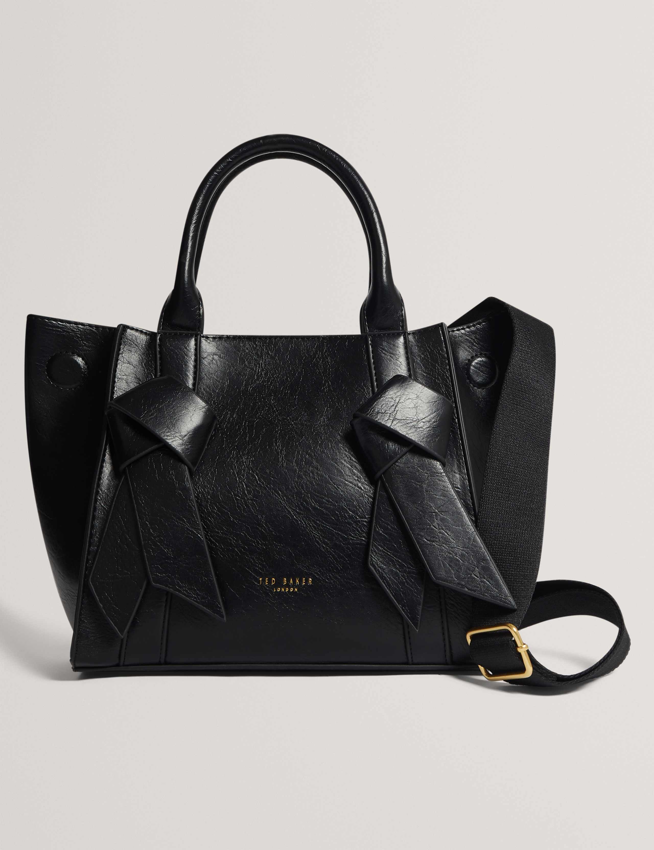 Faux Leather Knot Bow Tote Bag