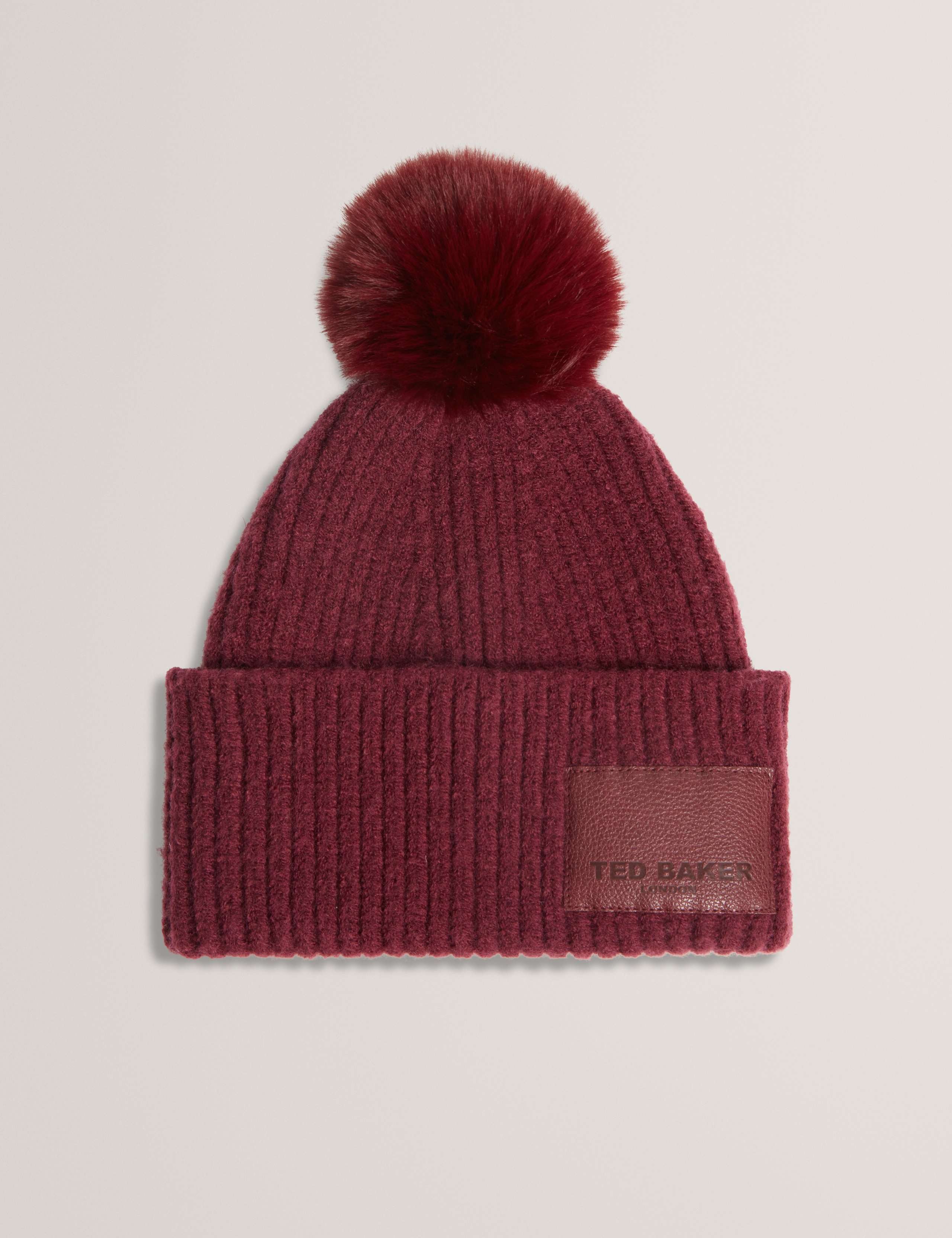 Knitted Faux Fur Pom Beanie Hat