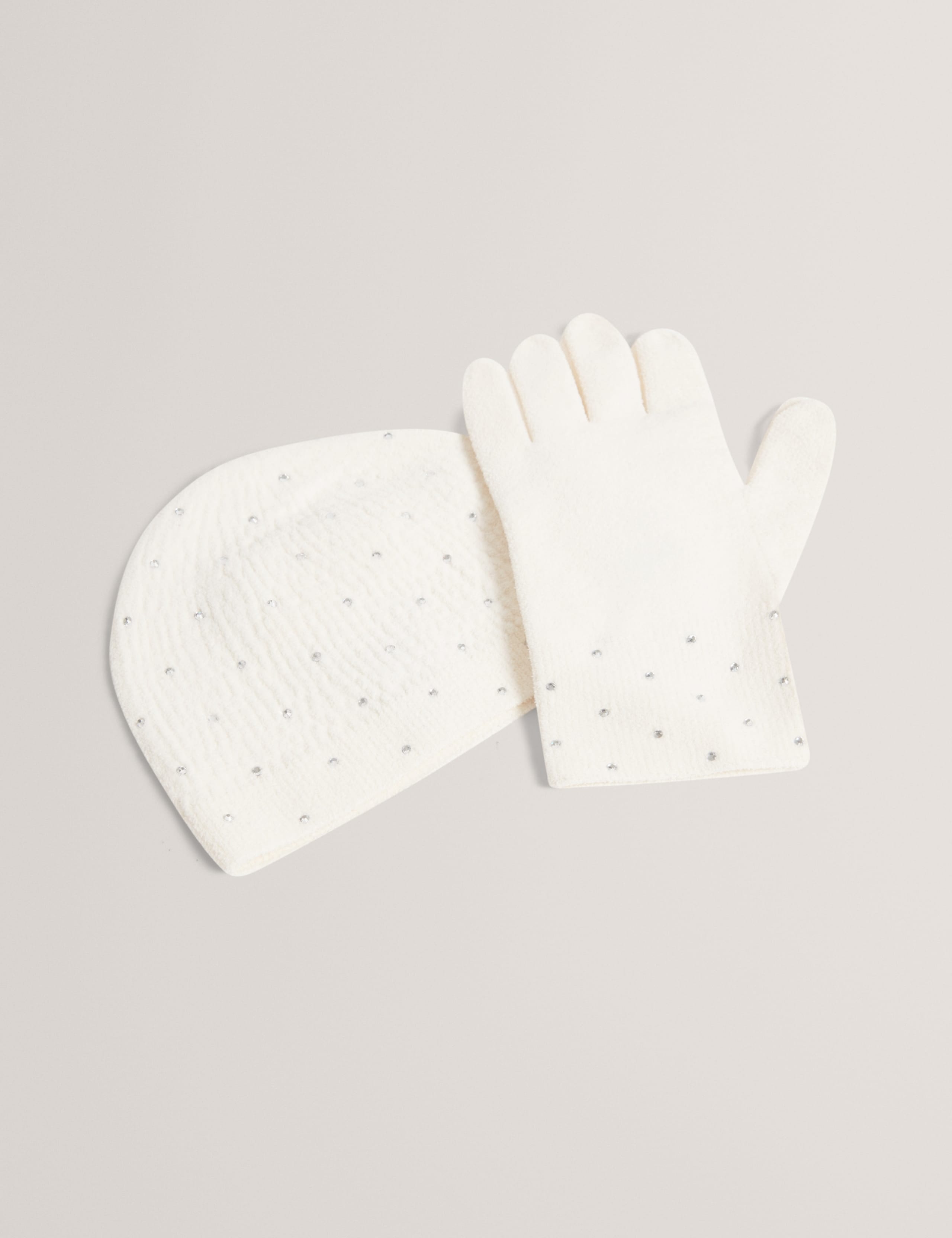 Diamanté Knitted Hat and Gloves Set