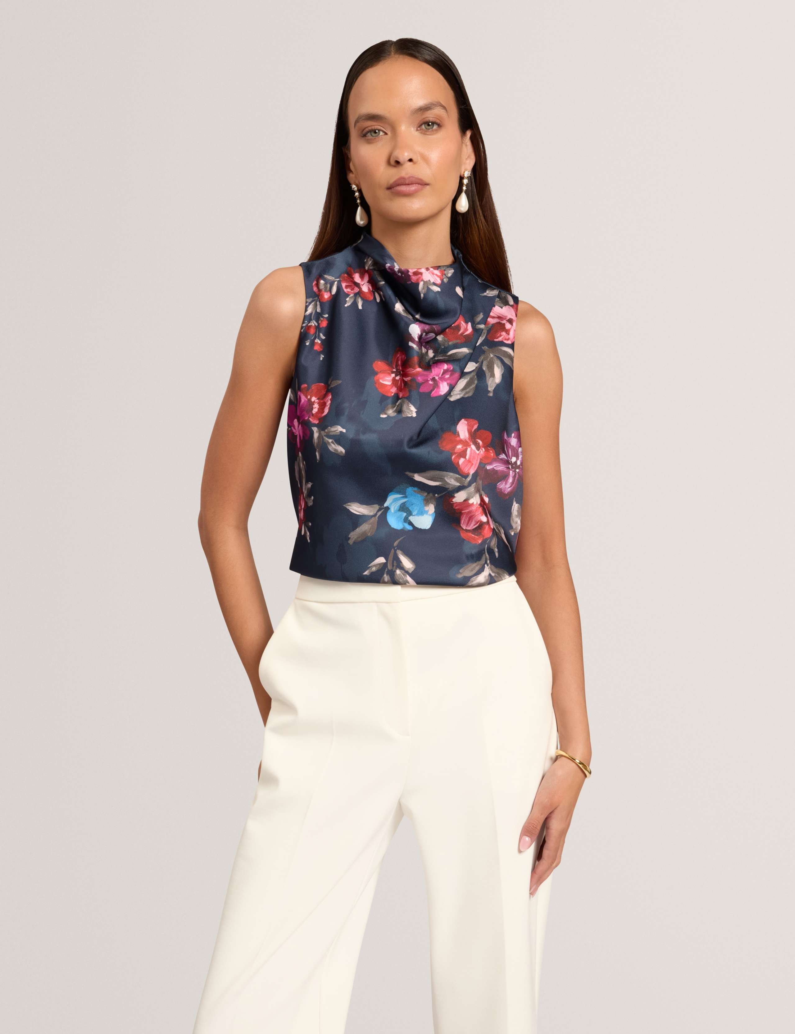 Floral Cowl Neck Blouse