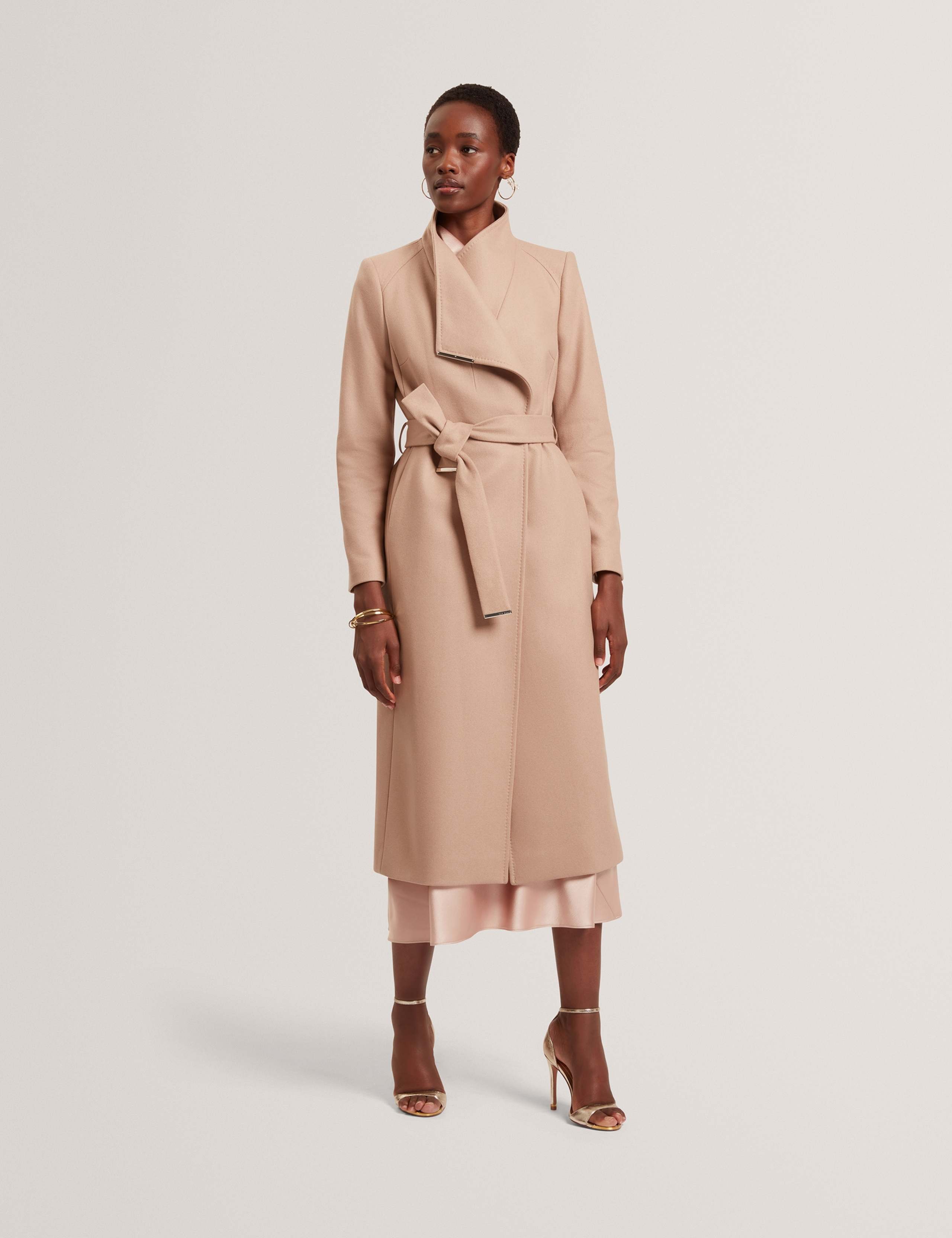 Wool Rich Belted Longline Wrap Coat