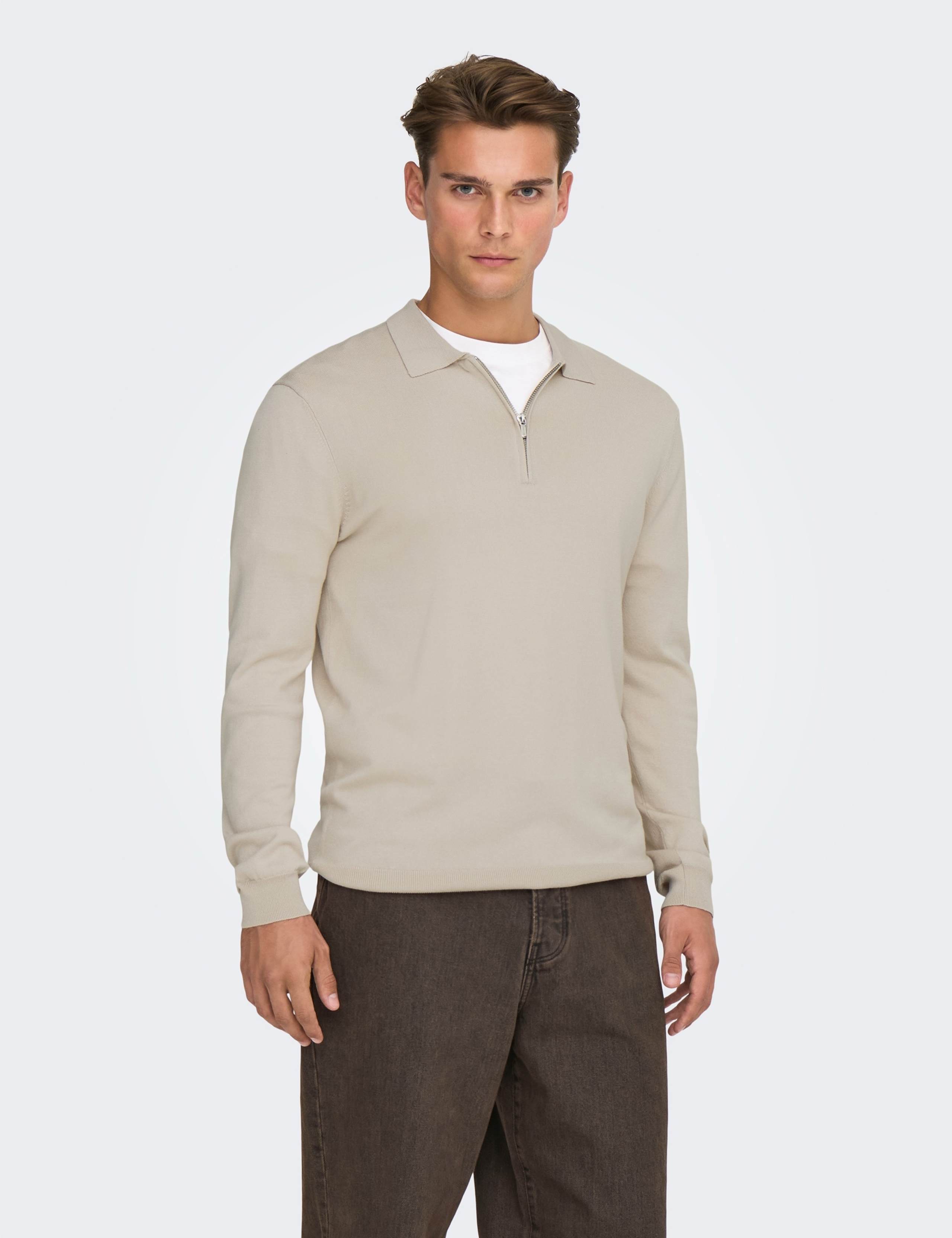 Half Zip Knitted Polo Shirt