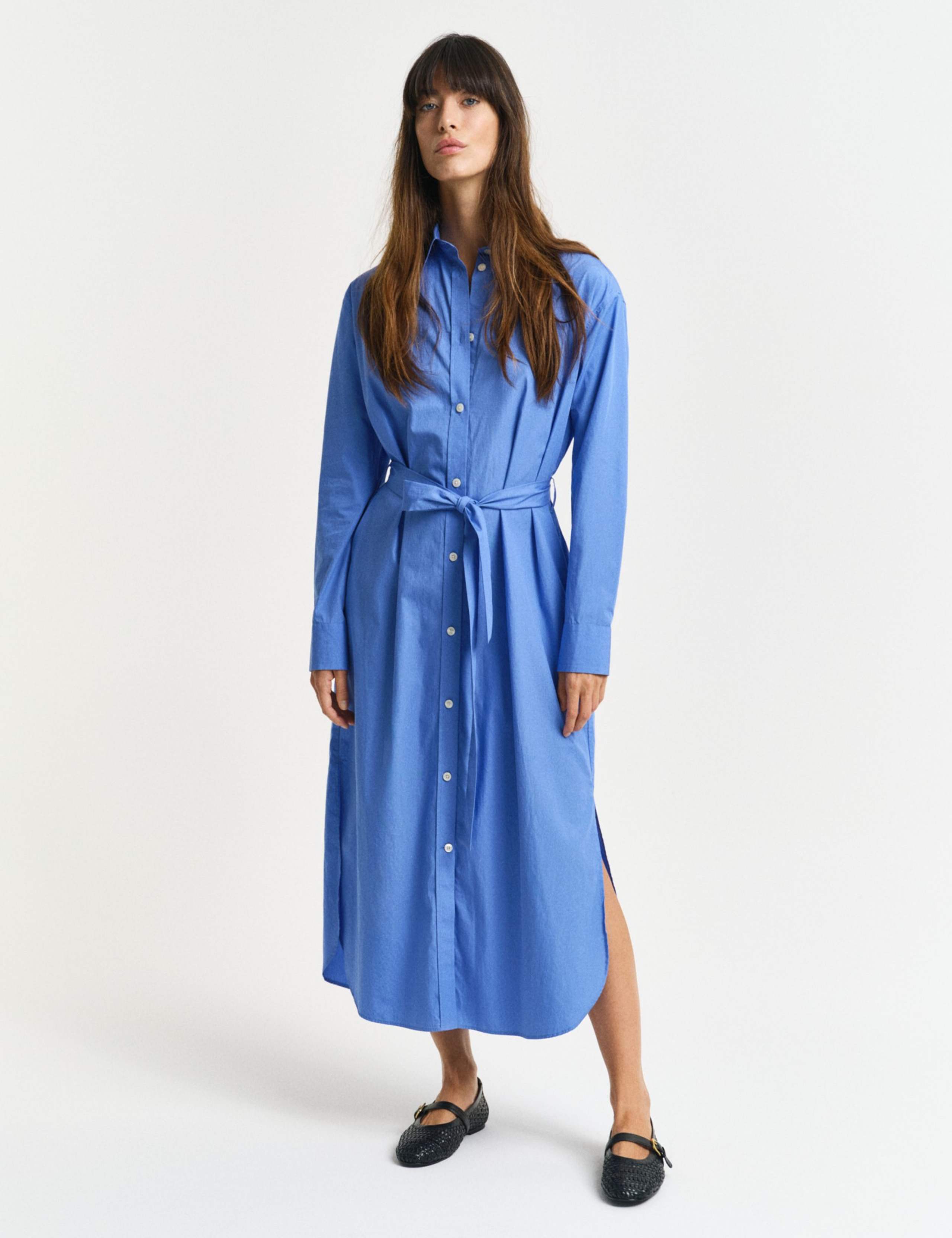 Pure Cotton Belted Midaxi Shirt Dress