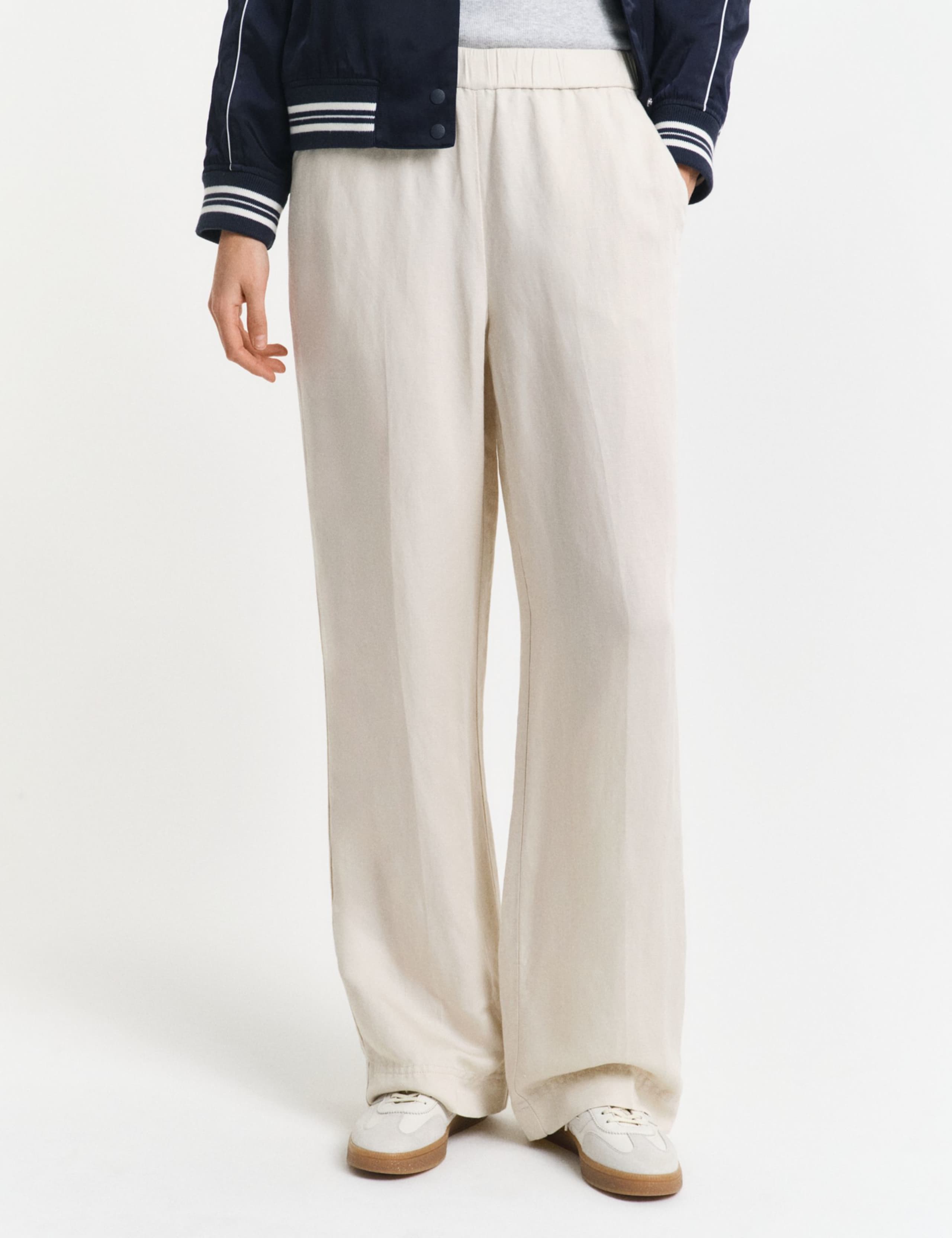 Linen Blend Straight Leg Pants