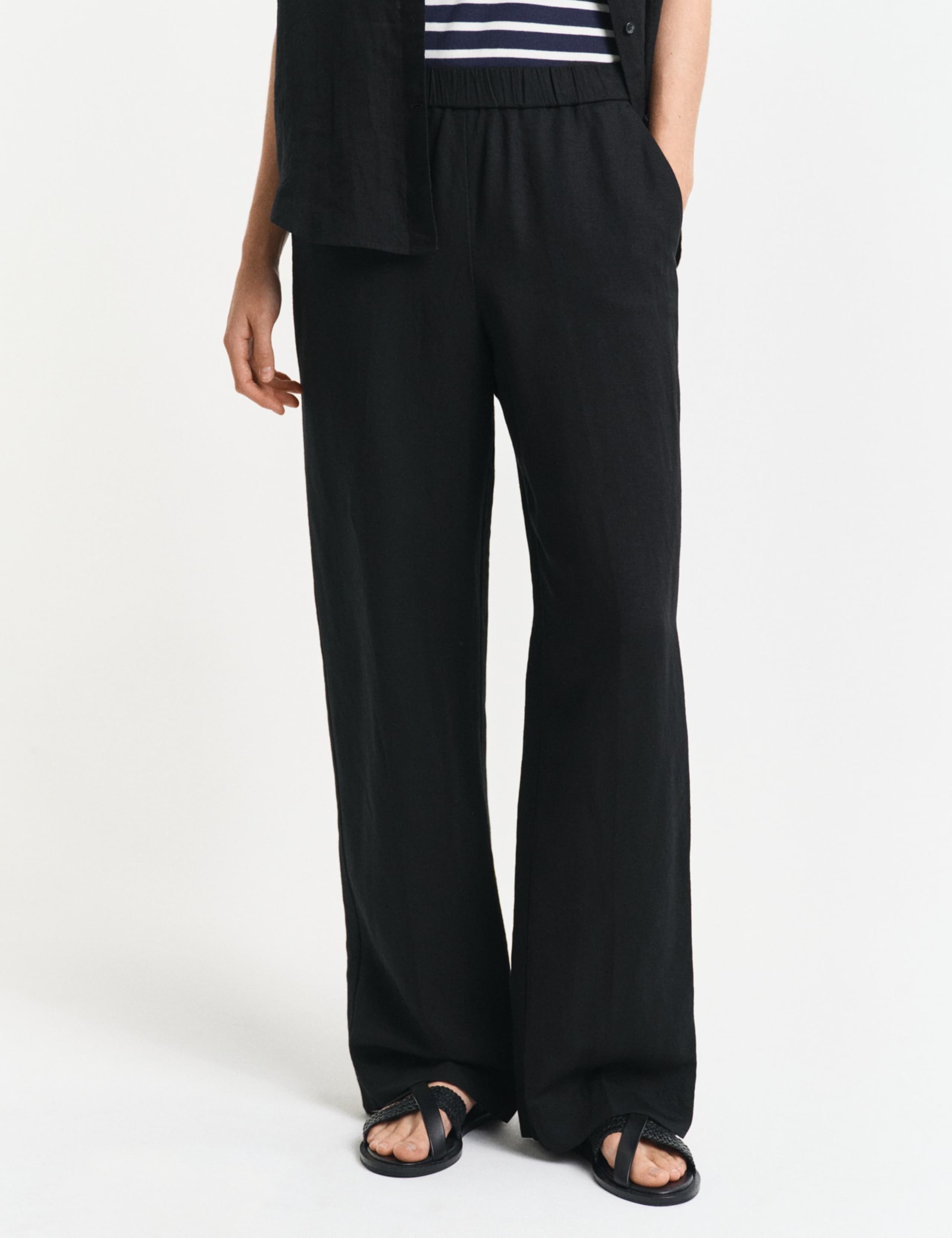 Linen Blend Straight Leg Pants