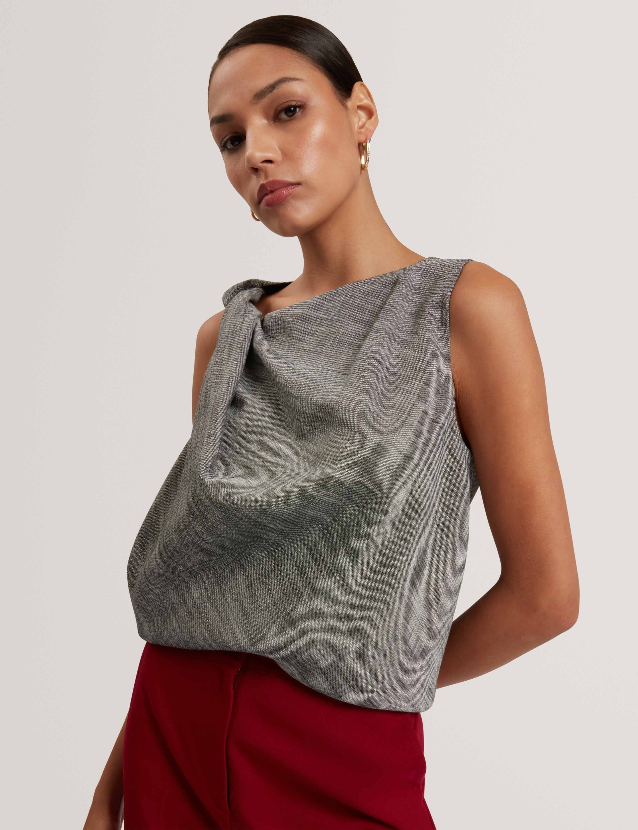 Twist Detail Cowl Neck Top