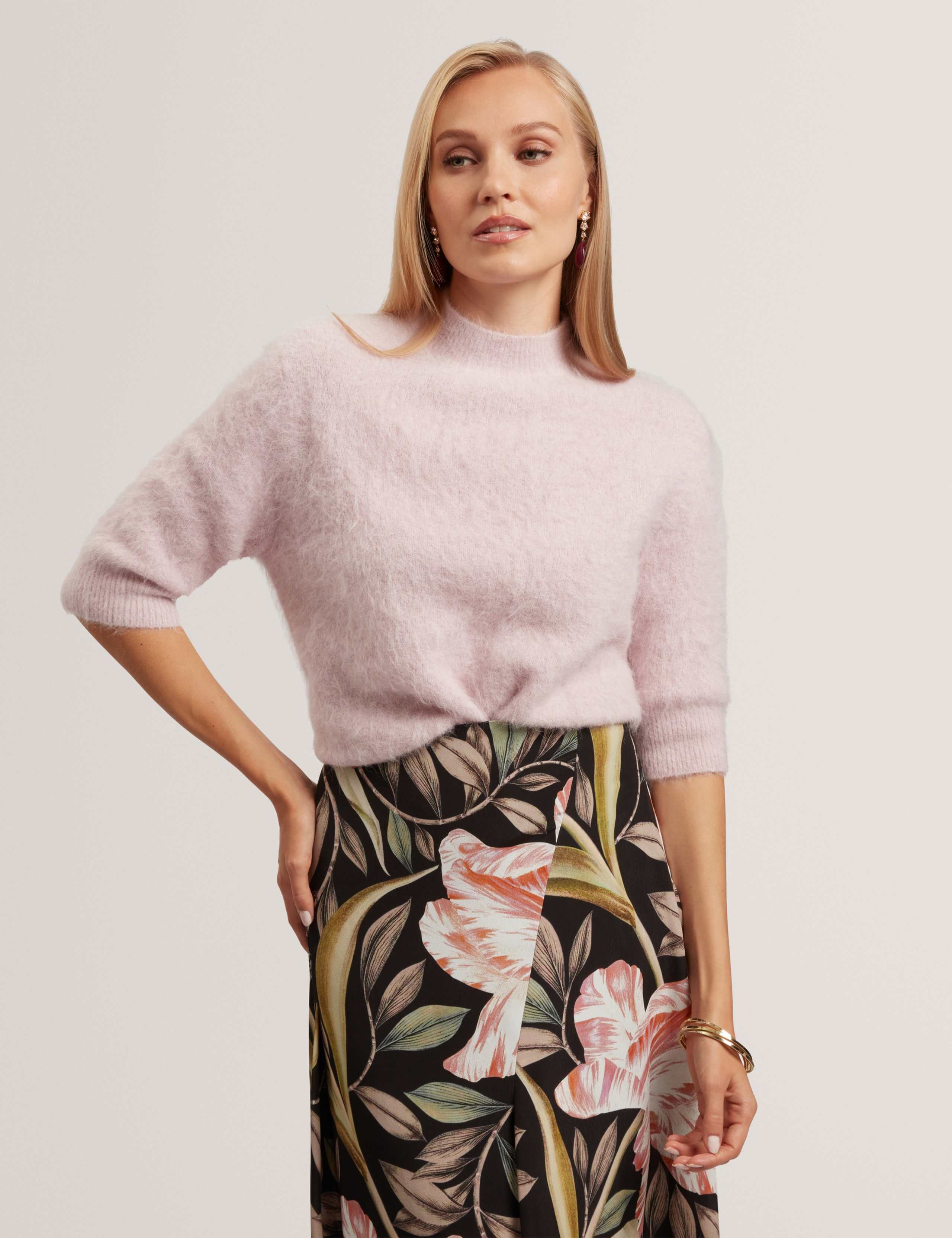 Alpaca Rich Brushed Mock Neck Jumper