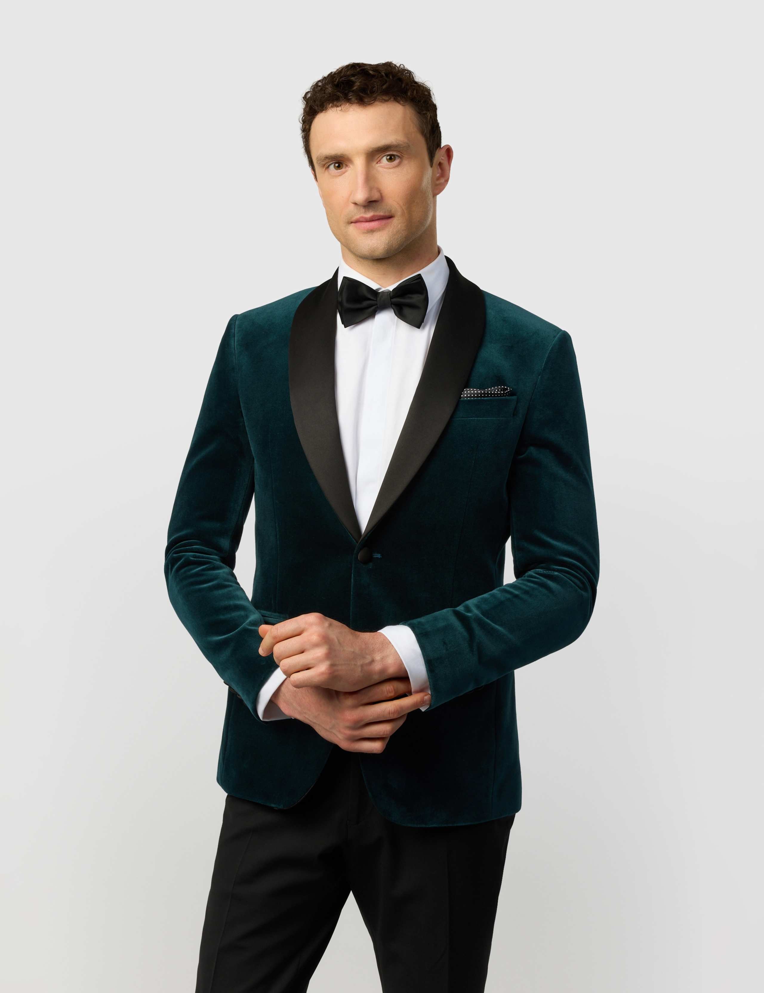 Slim Fit Pure Cotton Velvet Tuxedo Jacket