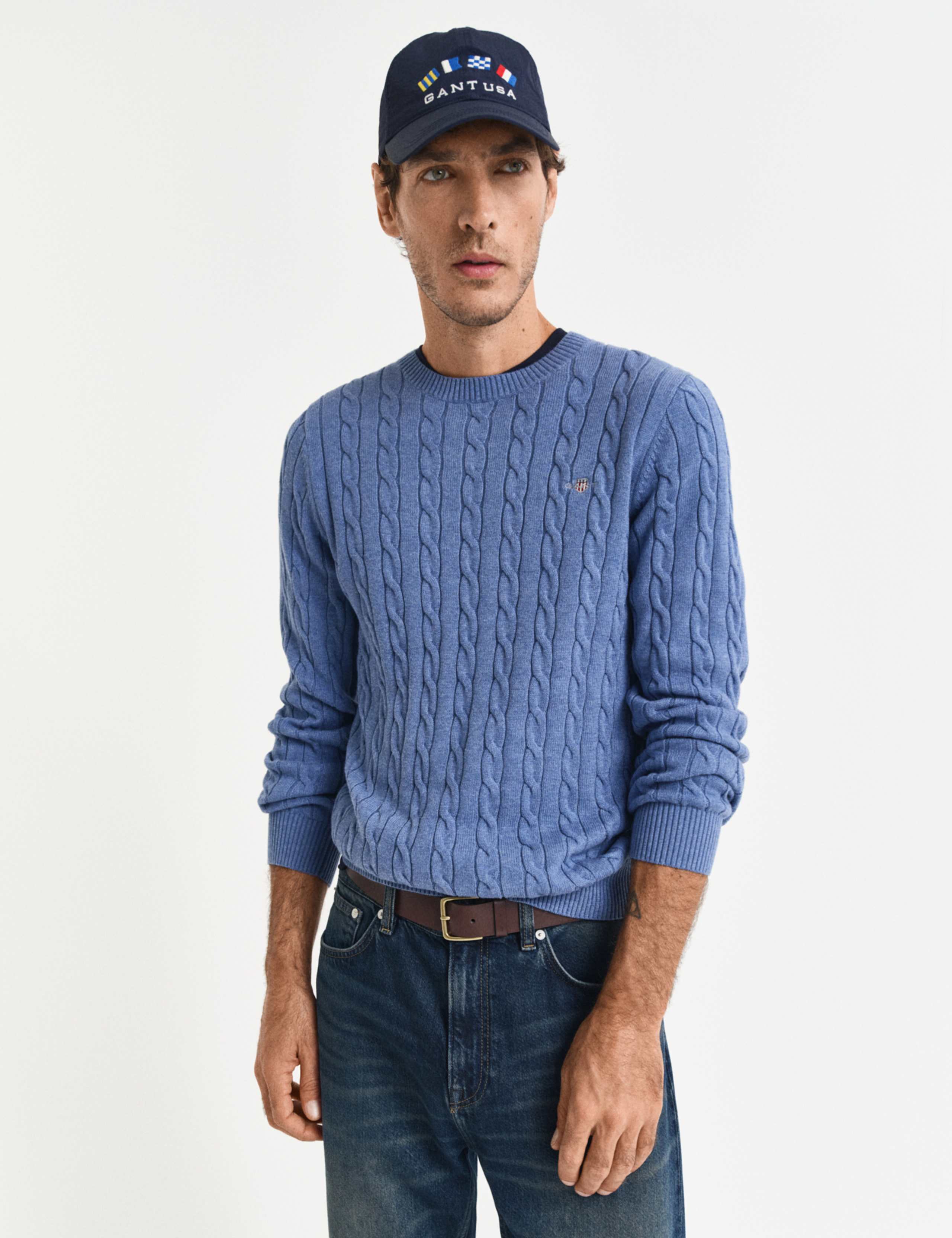 Pure Cotton Cable Crew Neck Jumper