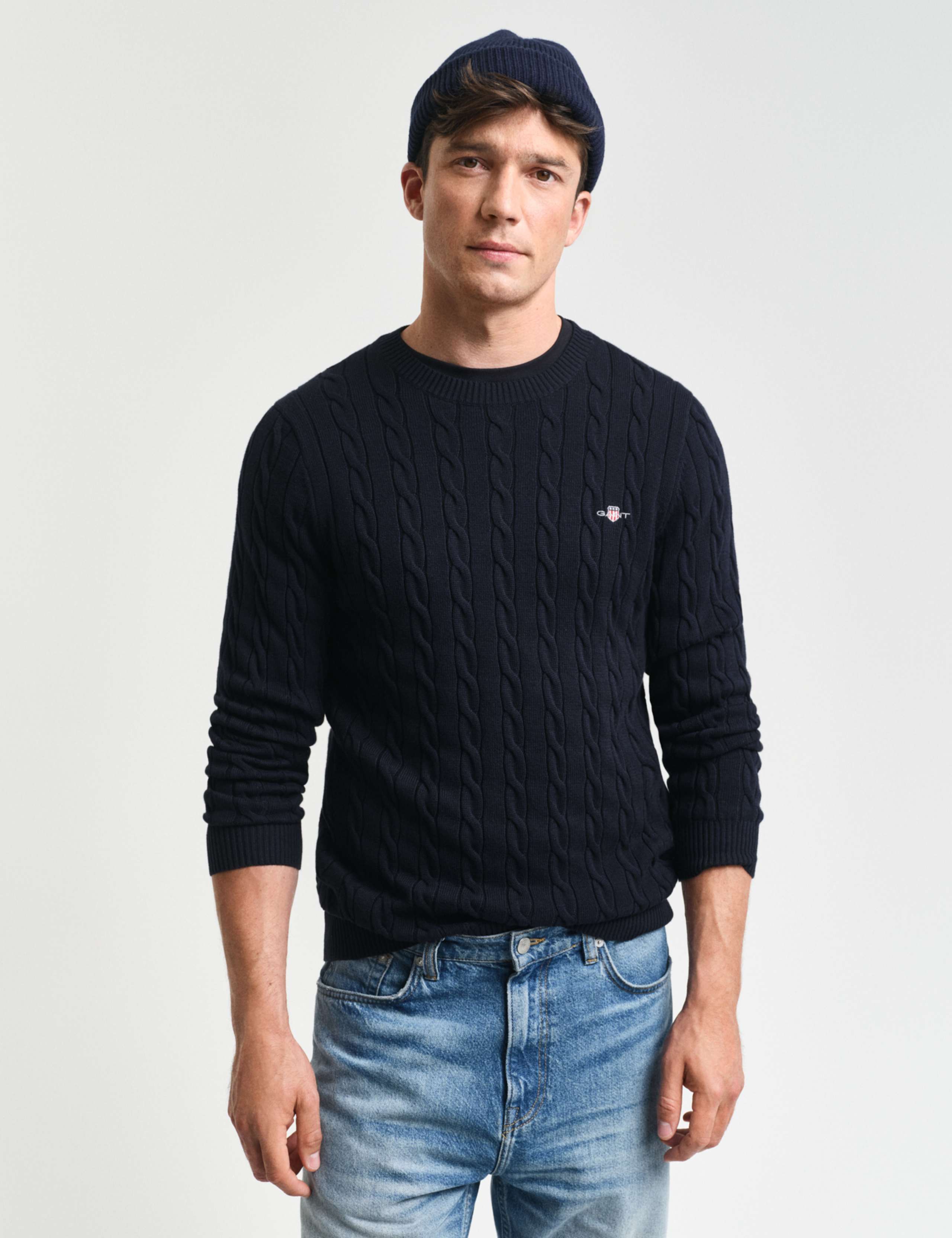 Pure Cotton Cable Crew Neck Jumper