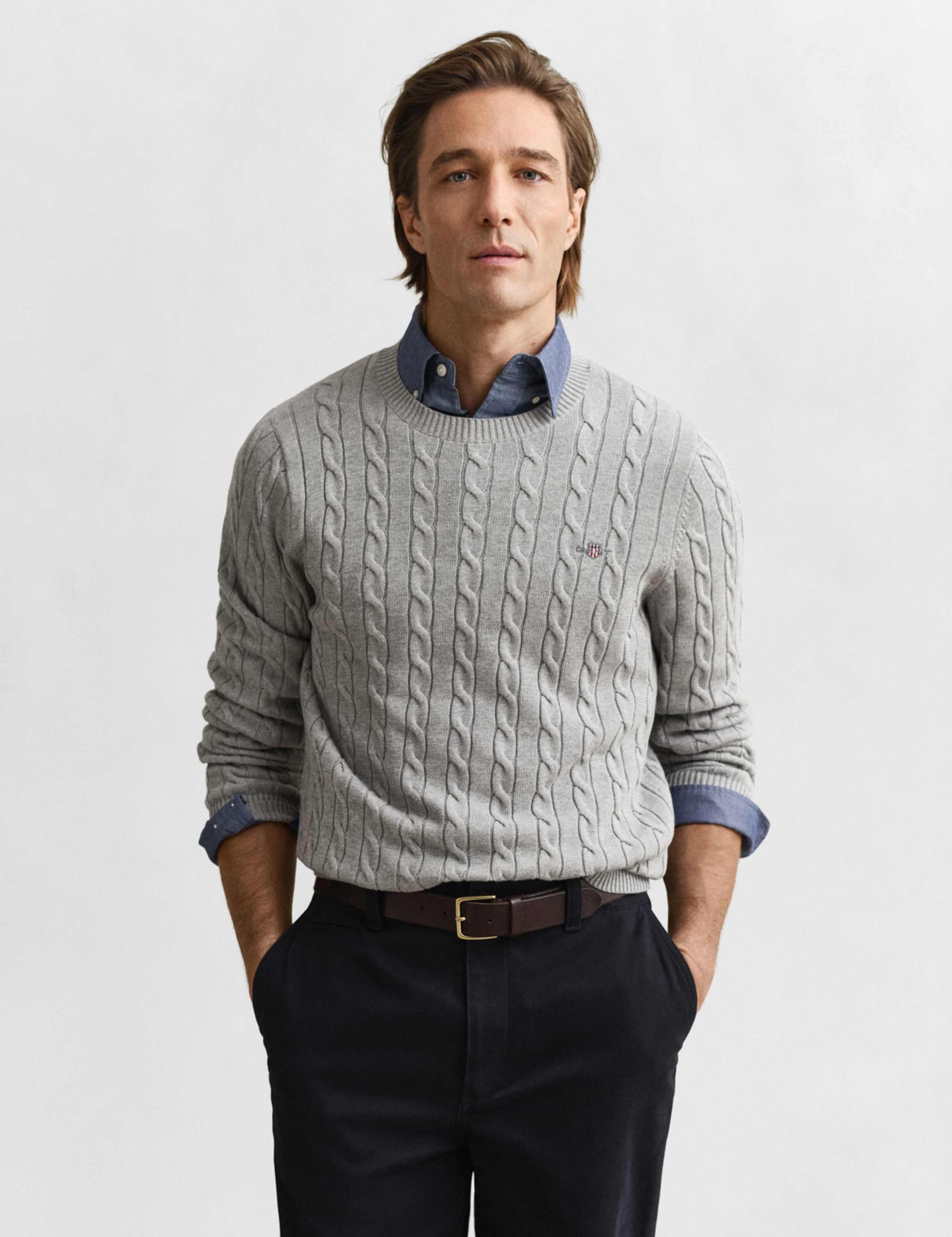 Pure Cotton Cable Crew Neck Jumper