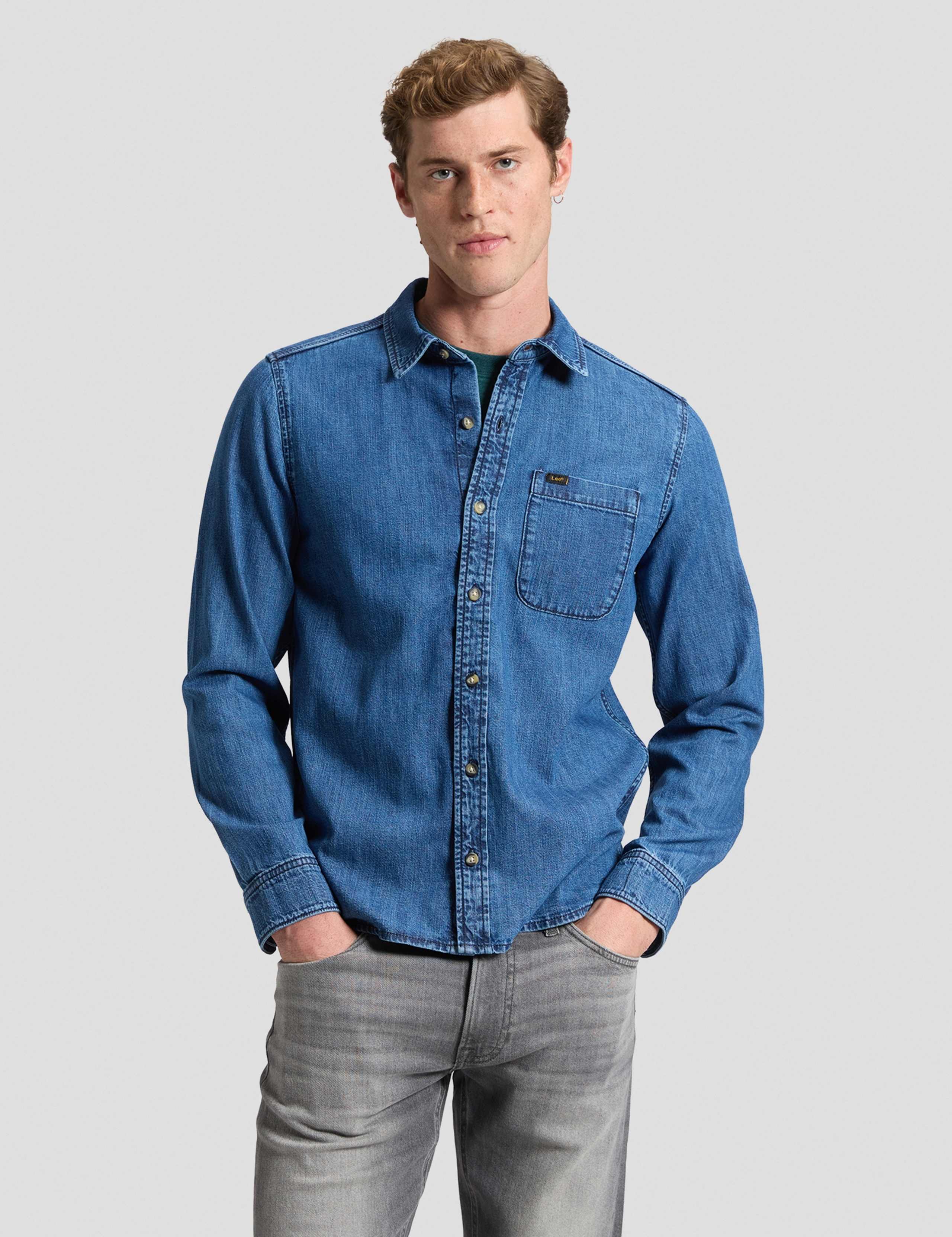 Leesure Regular Fit Pure Cotton Denim Shirt