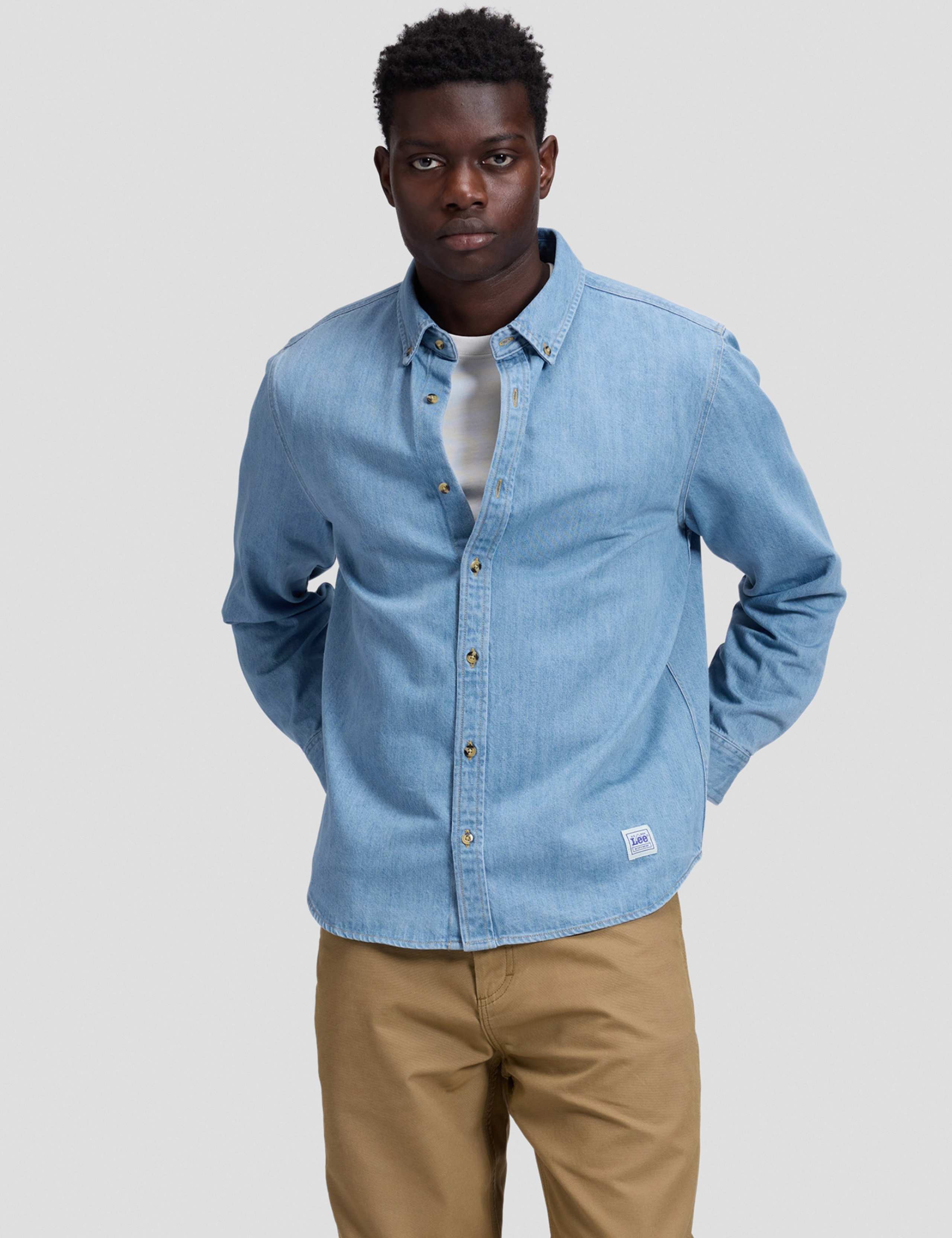 Workwear Button Down Relaxed Fit Denim Shirt