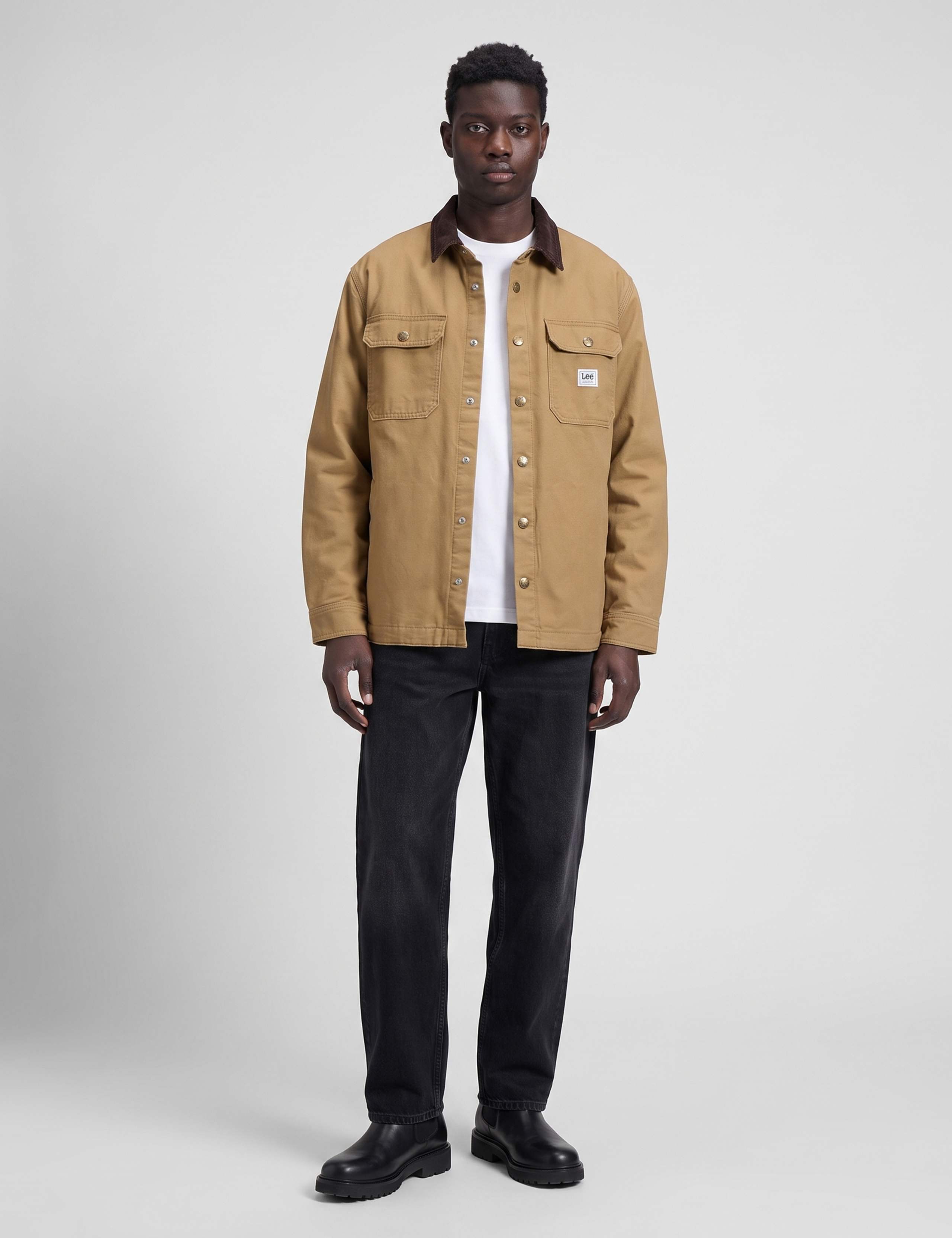 Relaxed Pure Cotton Cord Collar Overshirt